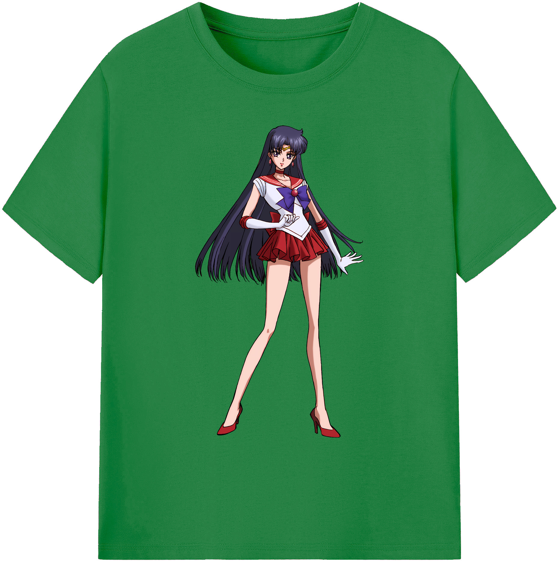 （画像用） 美少女戦士セーラームーン 火野レイ ひの レイ Sailor Moon Hino Rei （セーラーマーズ,Sailor Mars） 綿100％ メンズ半袖Tシャツ｜肌触りやわらか＆通気性