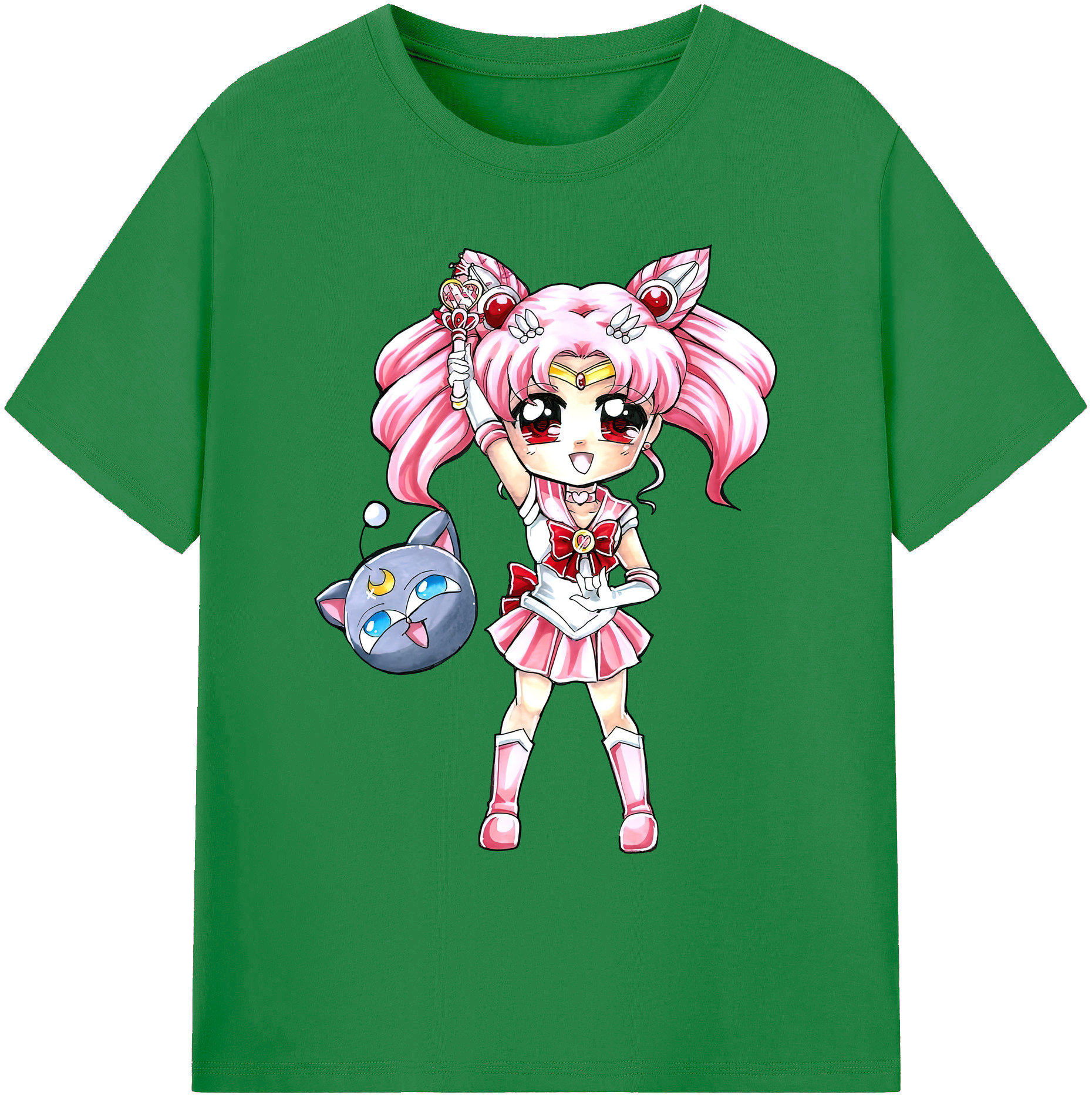 （画像用） 美少女戦士セーラームーン ちびうさ Sailor Moon Chibiusa Tsukino Usagi Small Lady Serenity 綿100％ メンズ半袖Tシャツ｜肌触りやわらか＆通気性