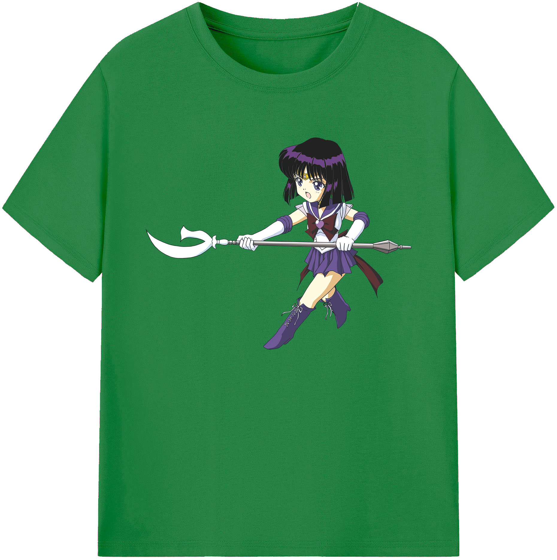 （画像用） 美少女戦士セーラームーン 土萠ほたる Sailor Moon Tomoe Hotaru （セーラーサターン；Sailor Saturn） 綿100％ メンズ半袖Tシャツ｜肌触りやわらか＆通気性