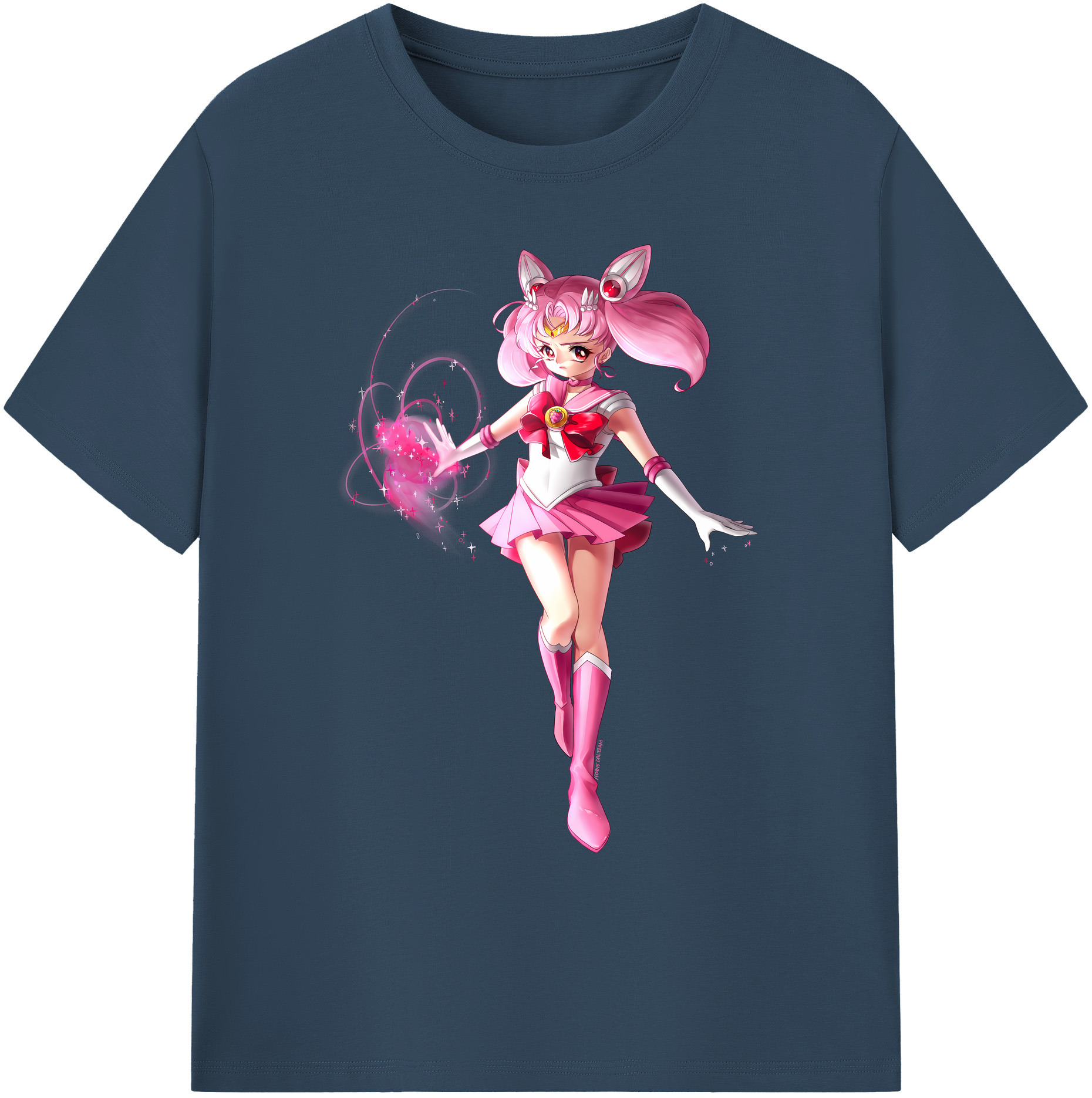 （画像用） 美少女戦士セーラームーン ちびうさ Sailor Moon Chibiusa Tsukino Usagi Small Lady Serenity 綿100％ メンズ半袖Tシャツ｜肌触りやわらか＆通気性