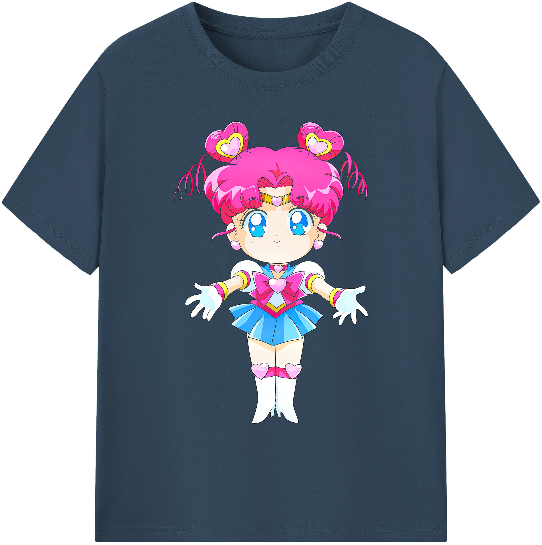 （画像用） 美少女戦士セーラームーン ちびうさ Sailor Moon Chibiusa Tsukino Usagi Small Lady Serenity 綿100％ メンズ半袖Tシャツ｜肌触りやわらか＆通気性