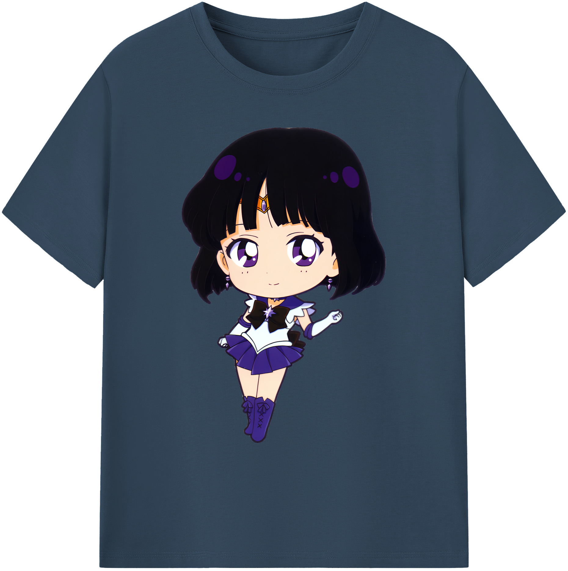 （画像用） 美少女戦士セーラームーン 土萠ほたる Sailor Moon Tomoe Hotaru （セーラーサターン；Sailor Saturn） 綿100％ メンズ半袖Tシャツ｜肌触りやわらか＆通気性