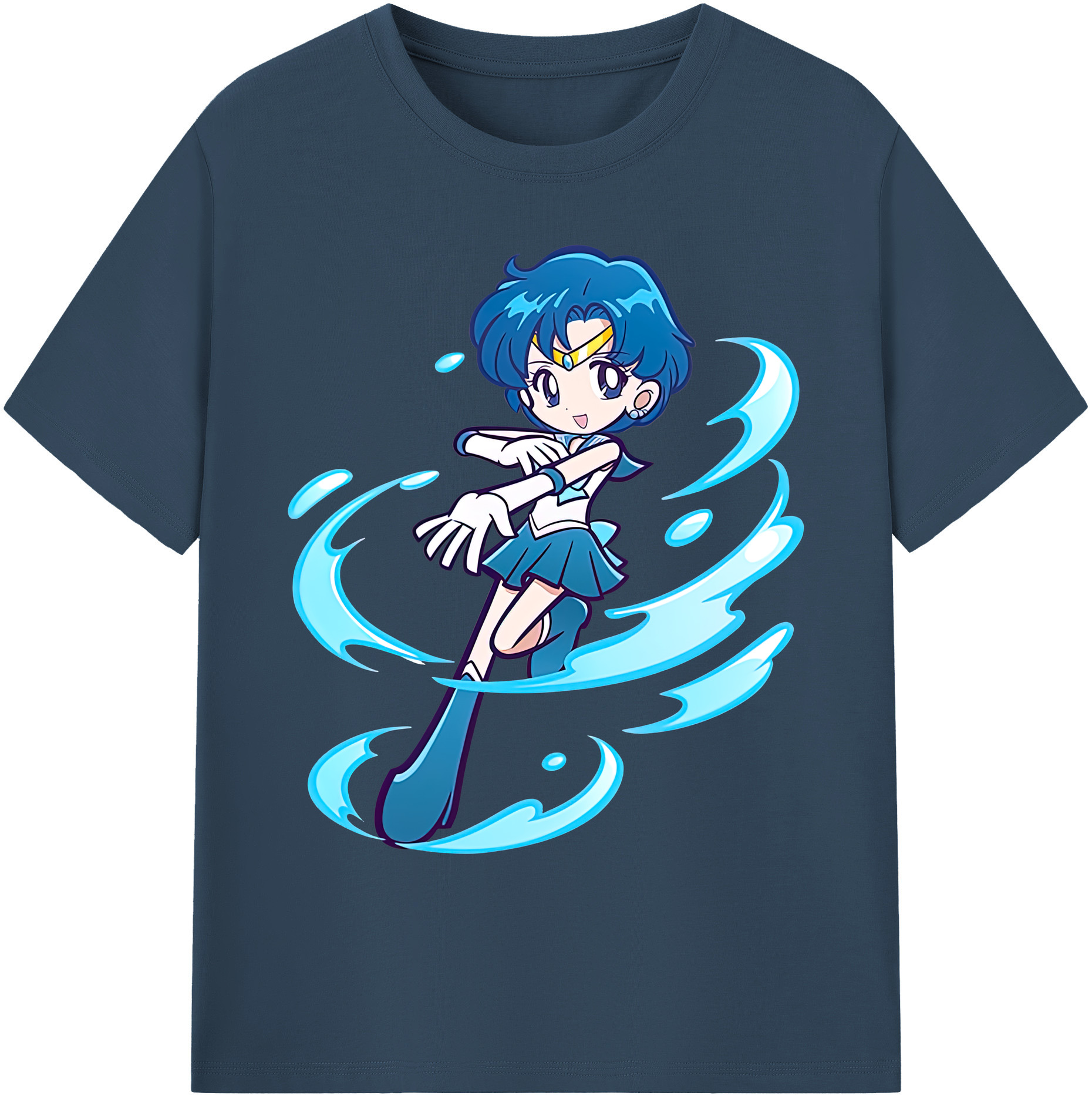 （画像用） 美少女戦士セーラームーン 水野 亜美 みずの あみ Sailor Moon Mizuno Ami 綿100％ メンズ半袖Tシャツ｜肌触りやわらか＆通気性