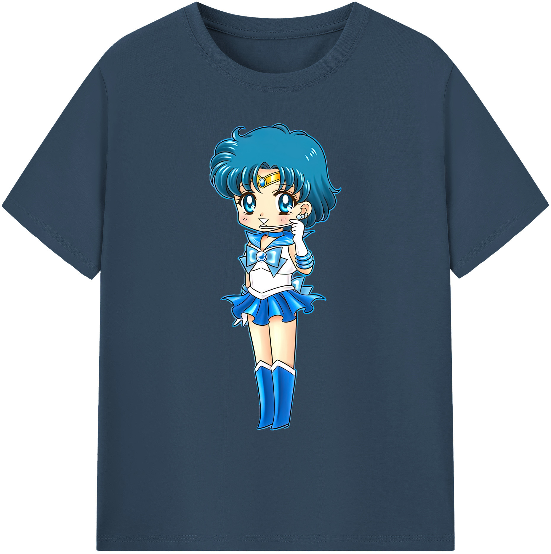 （画像用） 美少女戦士セーラームーン 水野 亜美 みずの あみ Sailor Moon Mizuno Ami 綿100％ メンズ半袖Tシャツ｜肌触りやわらか＆通気性