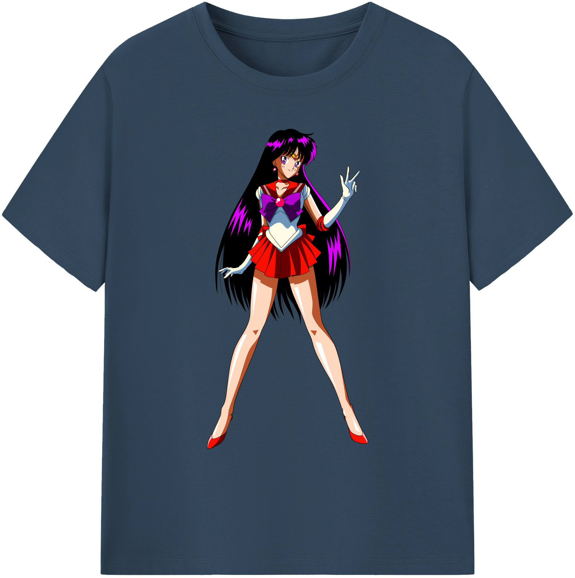 （画像用） 美少女戦士セーラームーン 火野レイ ひの レイ Sailor Moon Hino Rei （セーラーマーズ,Sailor Mars） 綿100％ メンズ半袖Tシャツ｜肌触りやわらか＆通気性