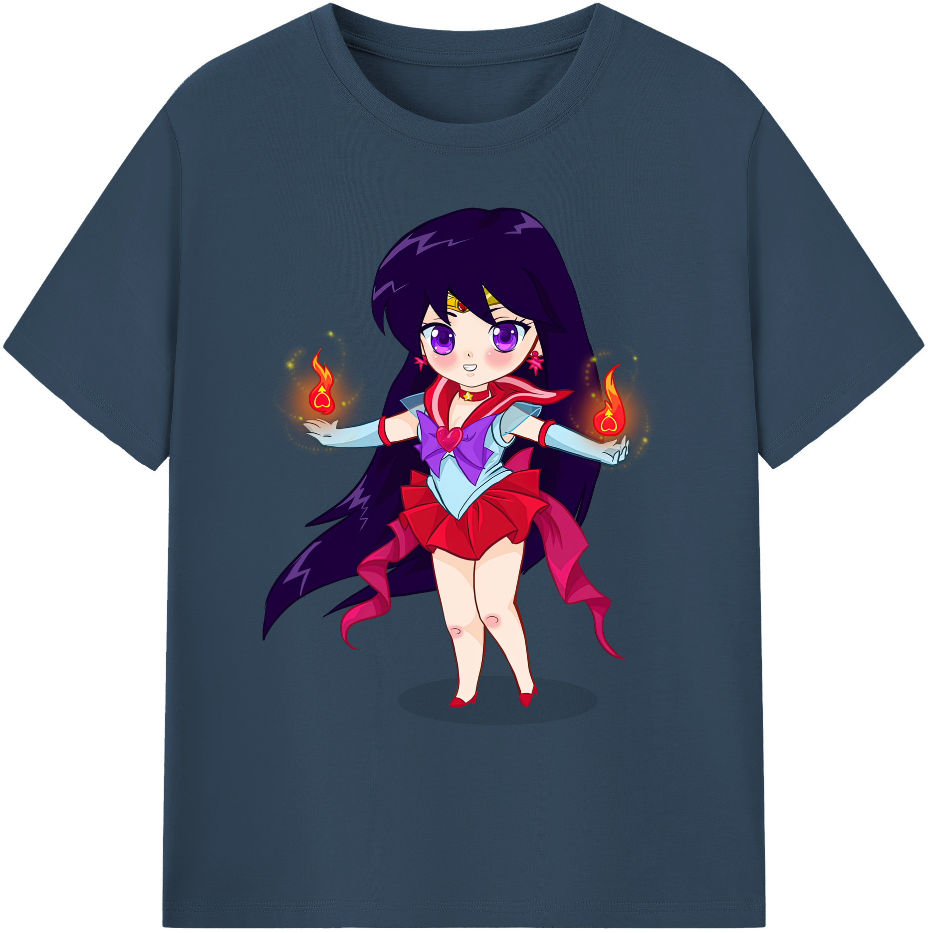 （画像用） 美少女戦士セーラームーン 火野レイ ひの レイ Sailor Moon Hino Rei （セーラーマーズ,Sailor Mars） 綿100％ メンズ半袖Tシャツ｜肌触りやわらか＆通気性