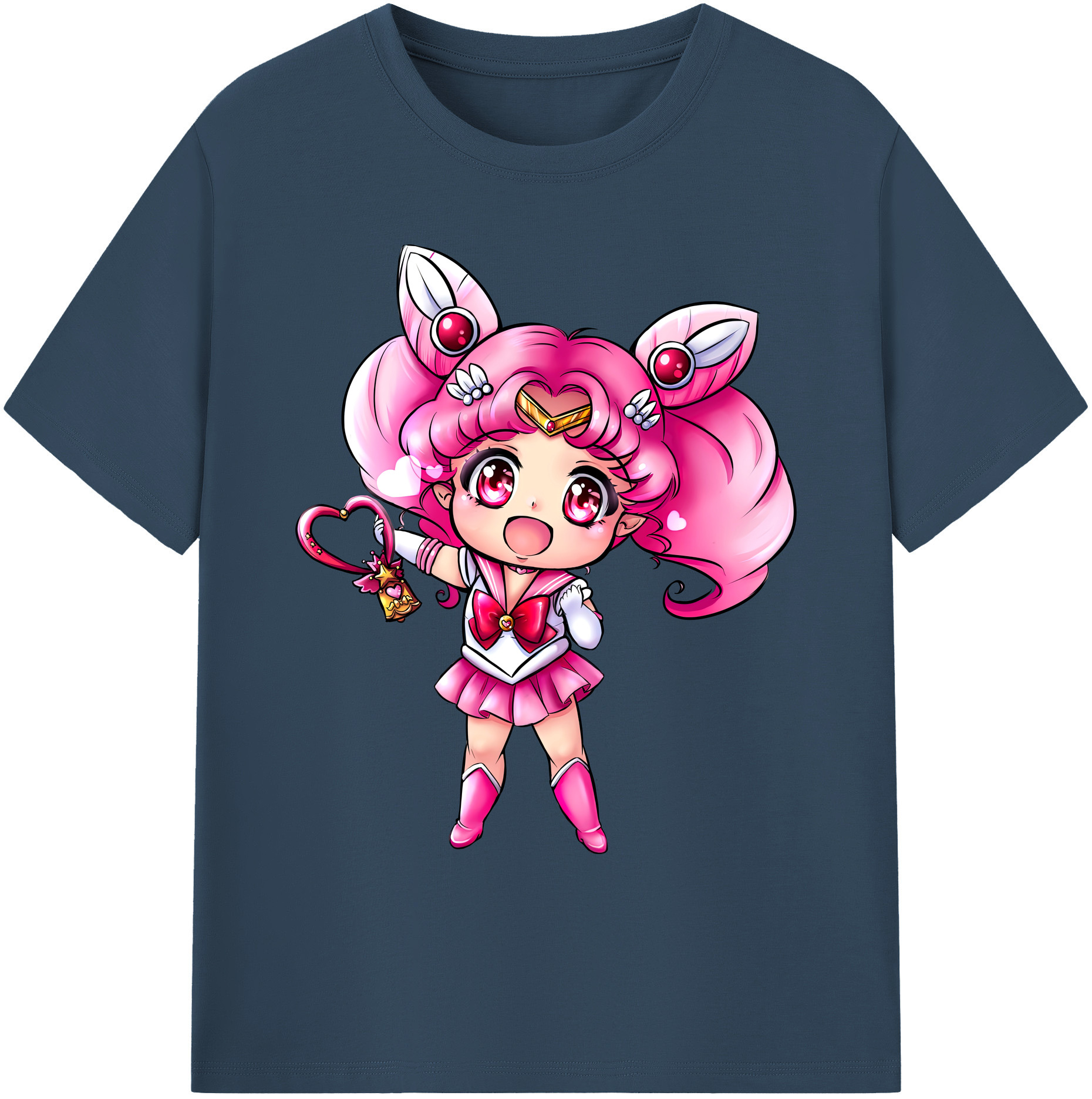 （画像用） 美少女戦士セーラームーン ちびうさ Sailor Moon Chibiusa Tsukino Usagi Small Lady Serenity 綿100％ メンズ半袖Tシャツ｜肌触りやわらか＆通気性
