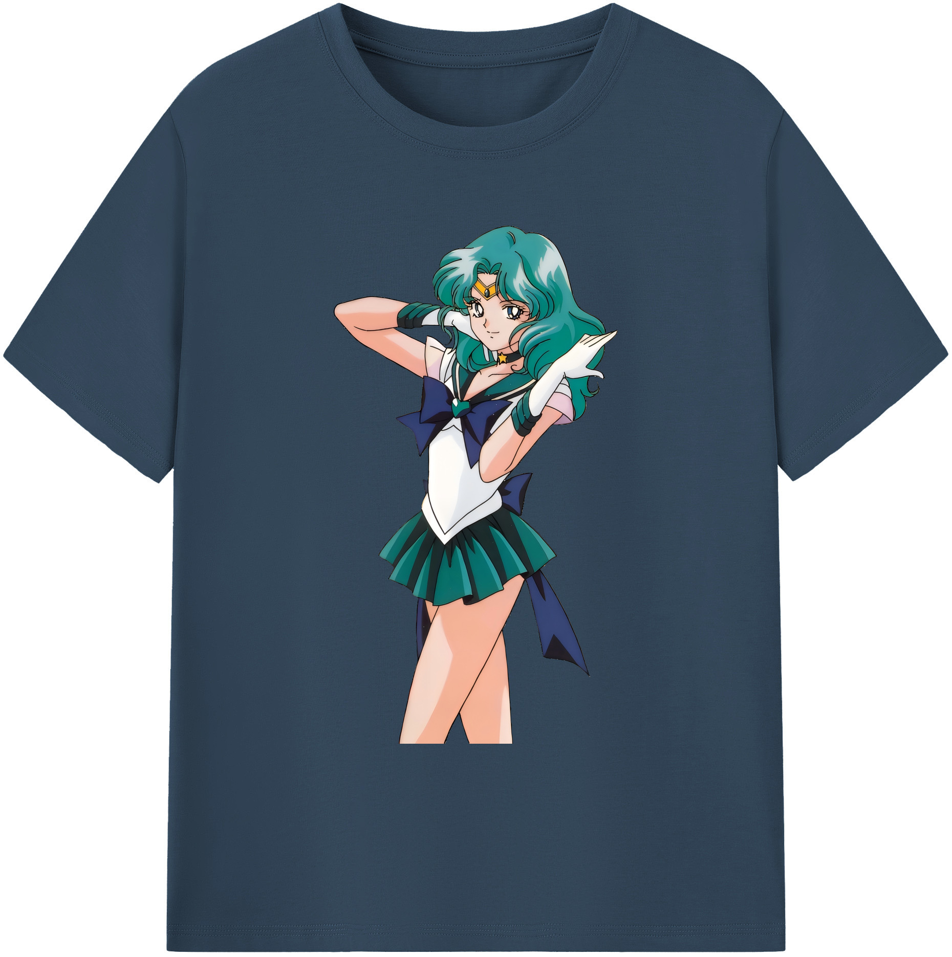 （画像用） 美少女戦士セーラームーン 海王 みちる（かいおう みちる） Sailor Moon Kaiou Michiru 綿100％ メンズ半袖Tシャツ｜肌触りやわらか＆通気性