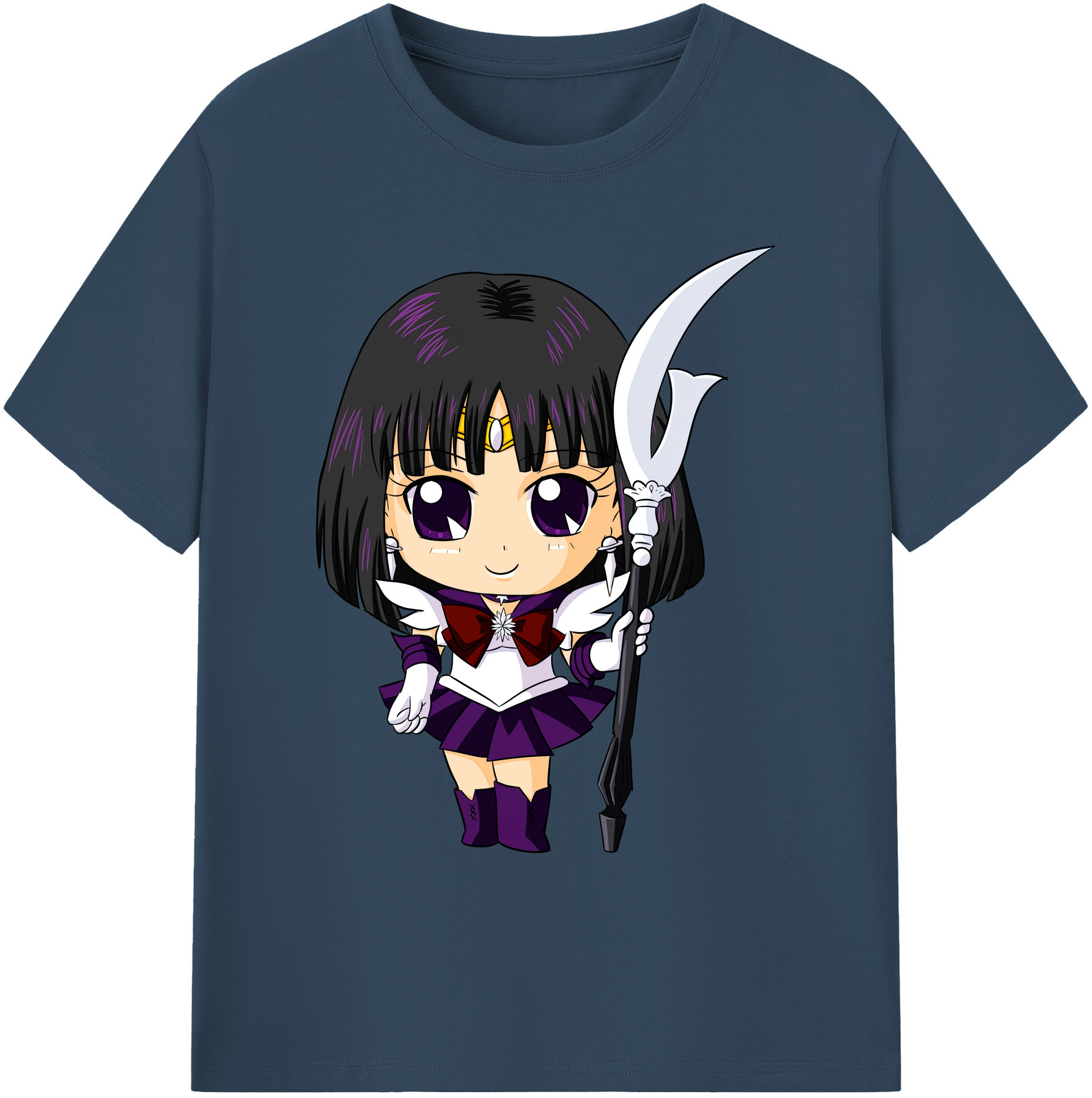 （画像用） 美少女戦士セーラームーン 土萠ほたる Sailor Moon Tomoe Hotaru （セーラーサターン；Sailor Saturn） 綿100％ メンズ半袖Tシャツ｜肌触りやわらか＆通気性