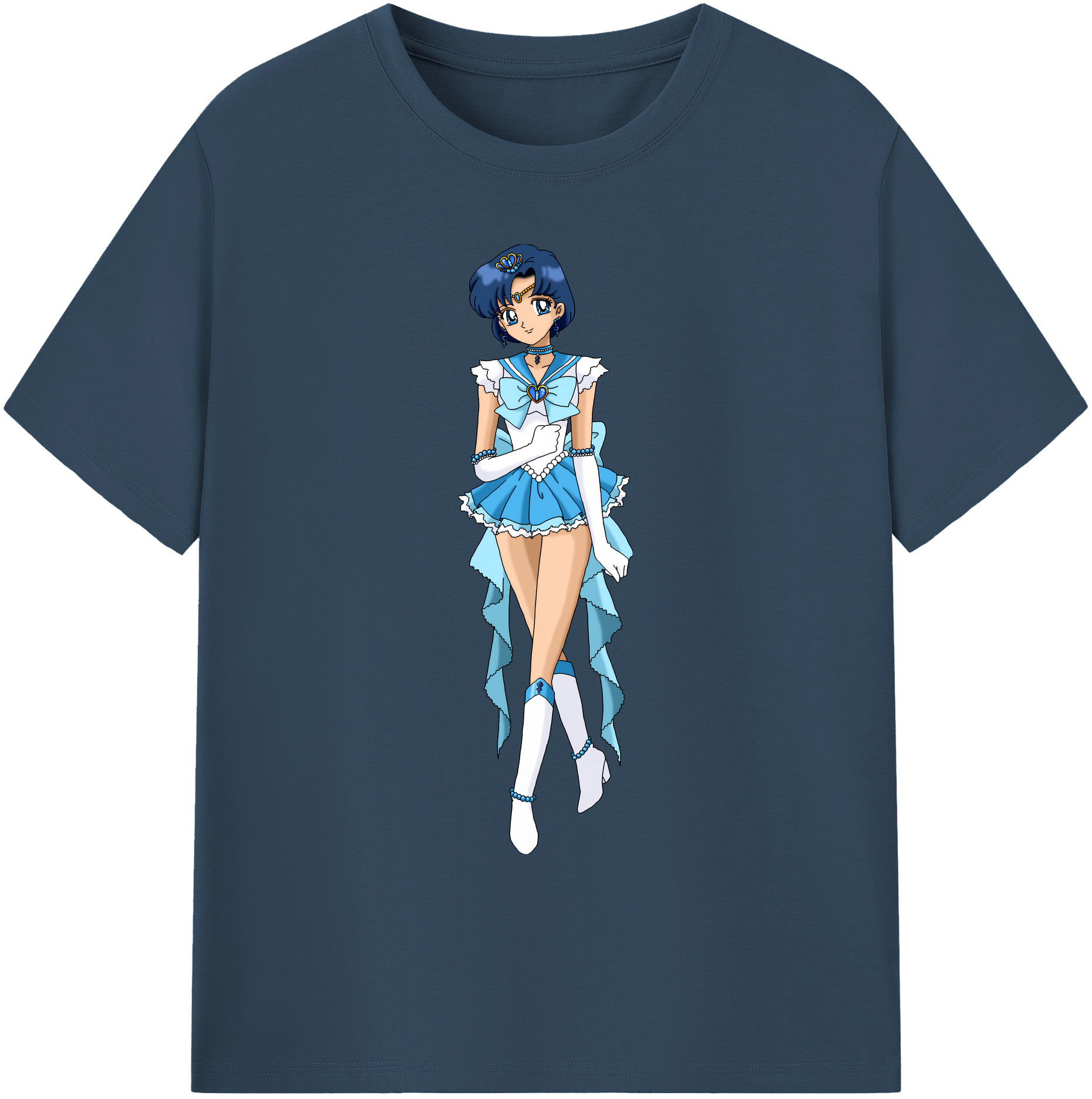 （画像用） 美少女戦士セーラームーン 水野 亜美 みずの あみ Sailor Moon Mizuno Ami 綿100％ メンズ半袖Tシャツ｜肌触りやわらか＆通気性