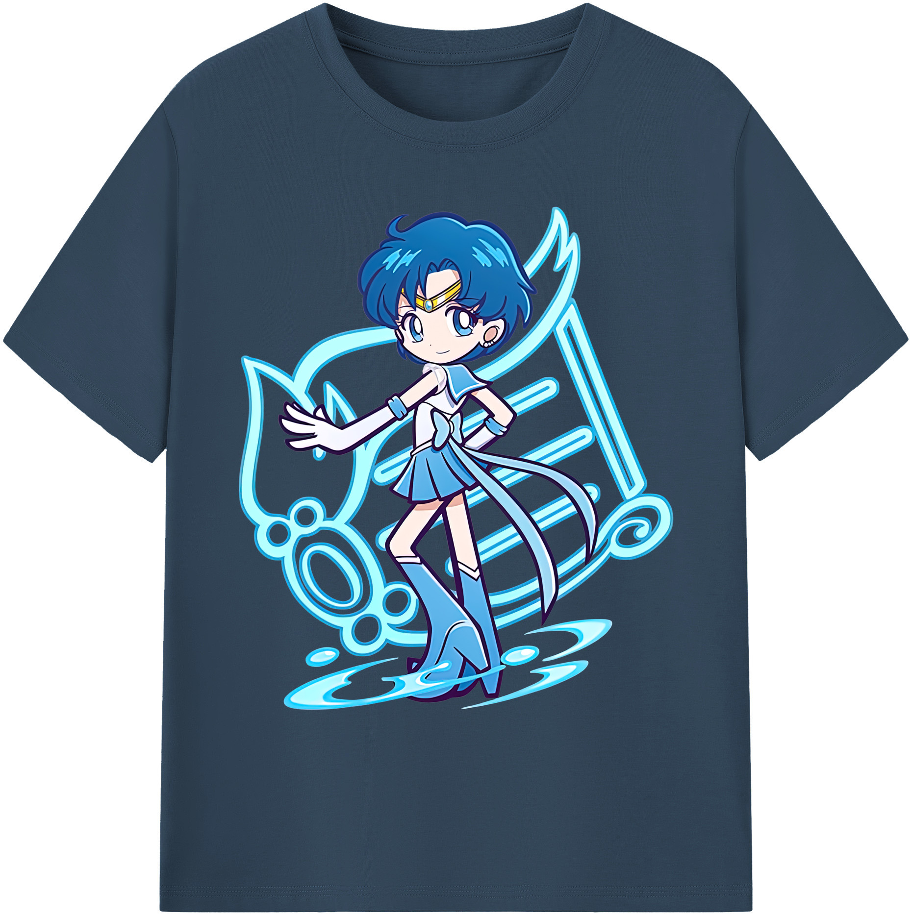（画像用） 美少女戦士セーラームーン 水野 亜美 みずの あみ Sailor Moon Mizuno Ami 綿100％ メンズ半袖Tシャツ｜肌触りやわらか＆通気性
