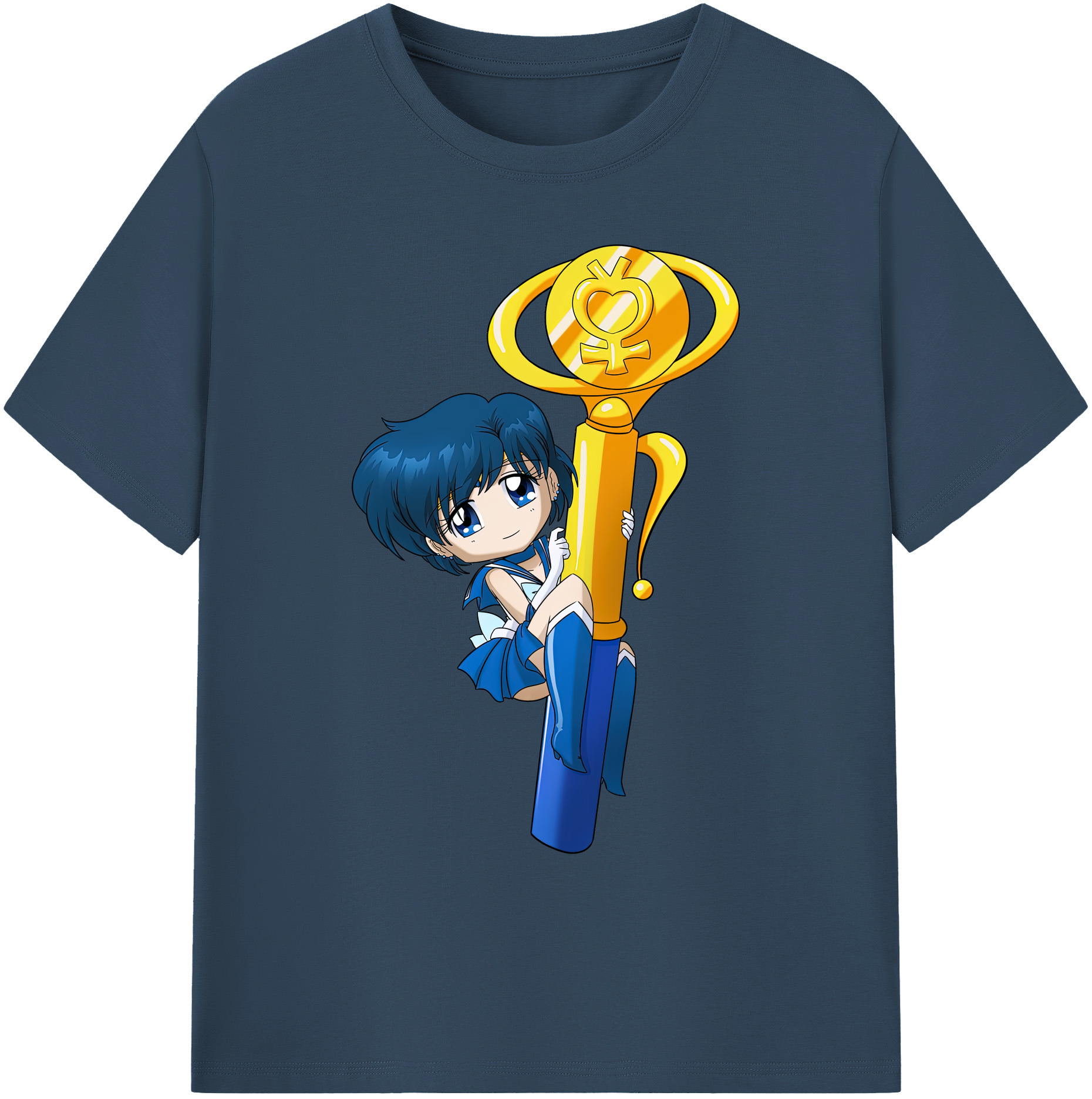 （画像用） 美少女戦士セーラームーン 水野 亜美 みずの あみ Sailor Moon Mizuno Ami 綿100％ メンズ半袖Tシャツ｜肌触りやわらか＆通気性