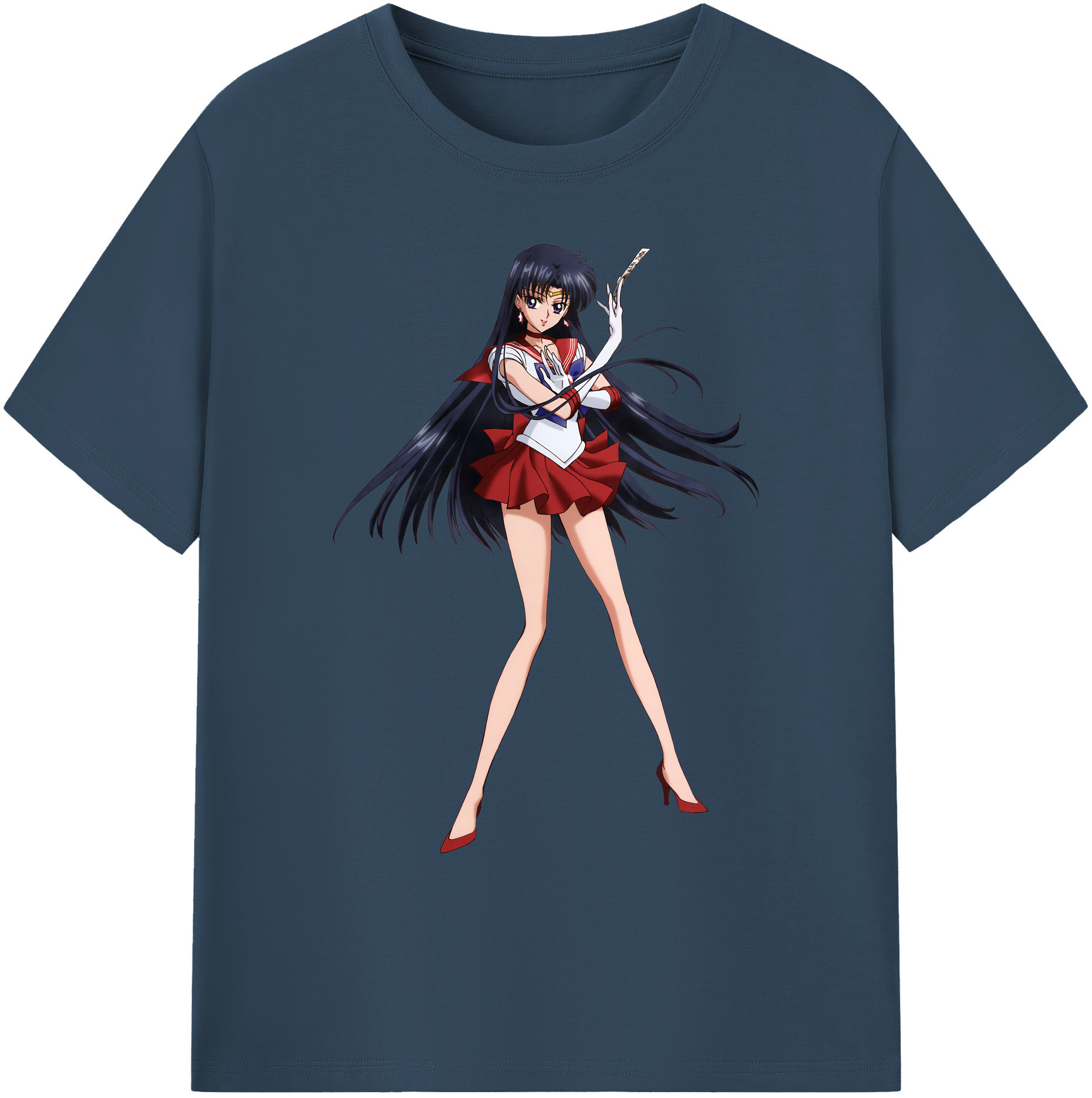 （画像用） 美少女戦士セーラームーン 火野レイ ひの レイ Sailor Moon Hino Rei （セーラーマーズ,Sailor Mars） 綿100％ メンズ半袖Tシャツ｜肌触りやわらか＆通気性