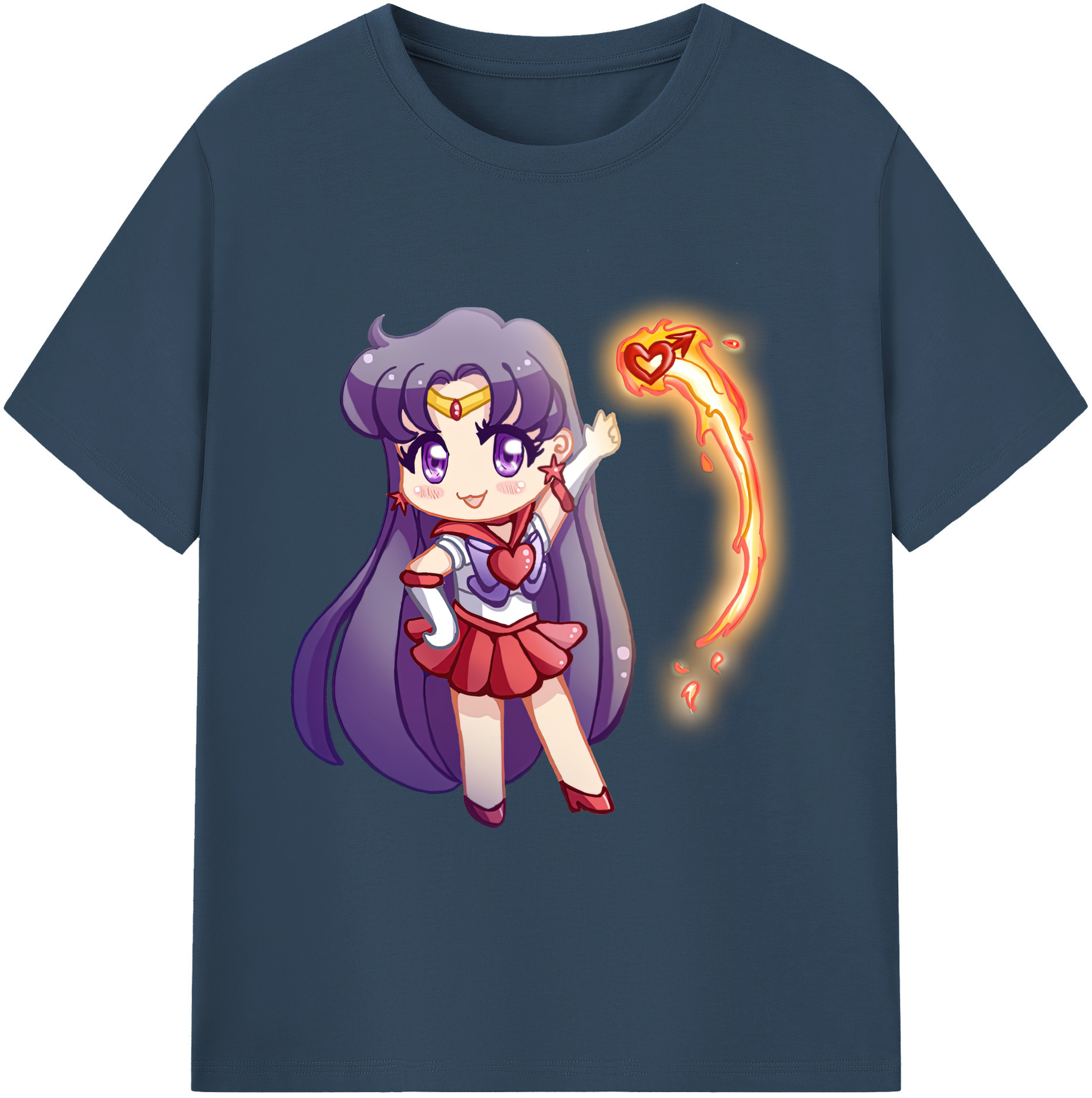 （画像用） 美少女戦士セーラームーン 火野レイ ひの レイ Sailor Moon Hino Rei （セーラーマーズ,Sailor Mars） 綿100％ メンズ半袖Tシャツ｜肌触りやわらか＆通気性
