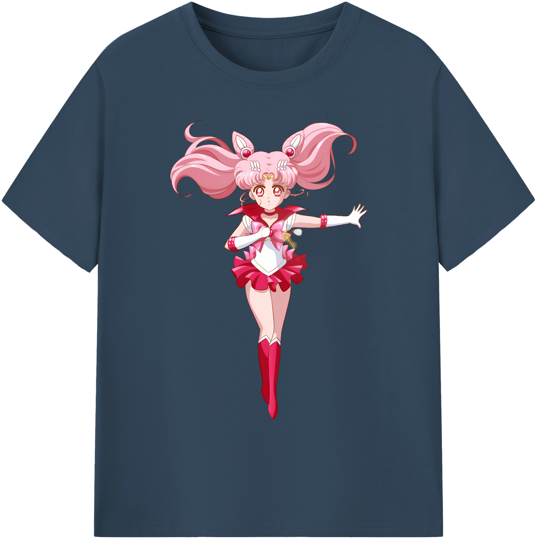 （画像用） 美少女戦士セーラームーン ちびうさ Sailor Moon Chibiusa Tsukino Usagi Small Lady Serenity 綿100％ メンズ半袖Tシャツ｜肌触りやわらか＆通気性