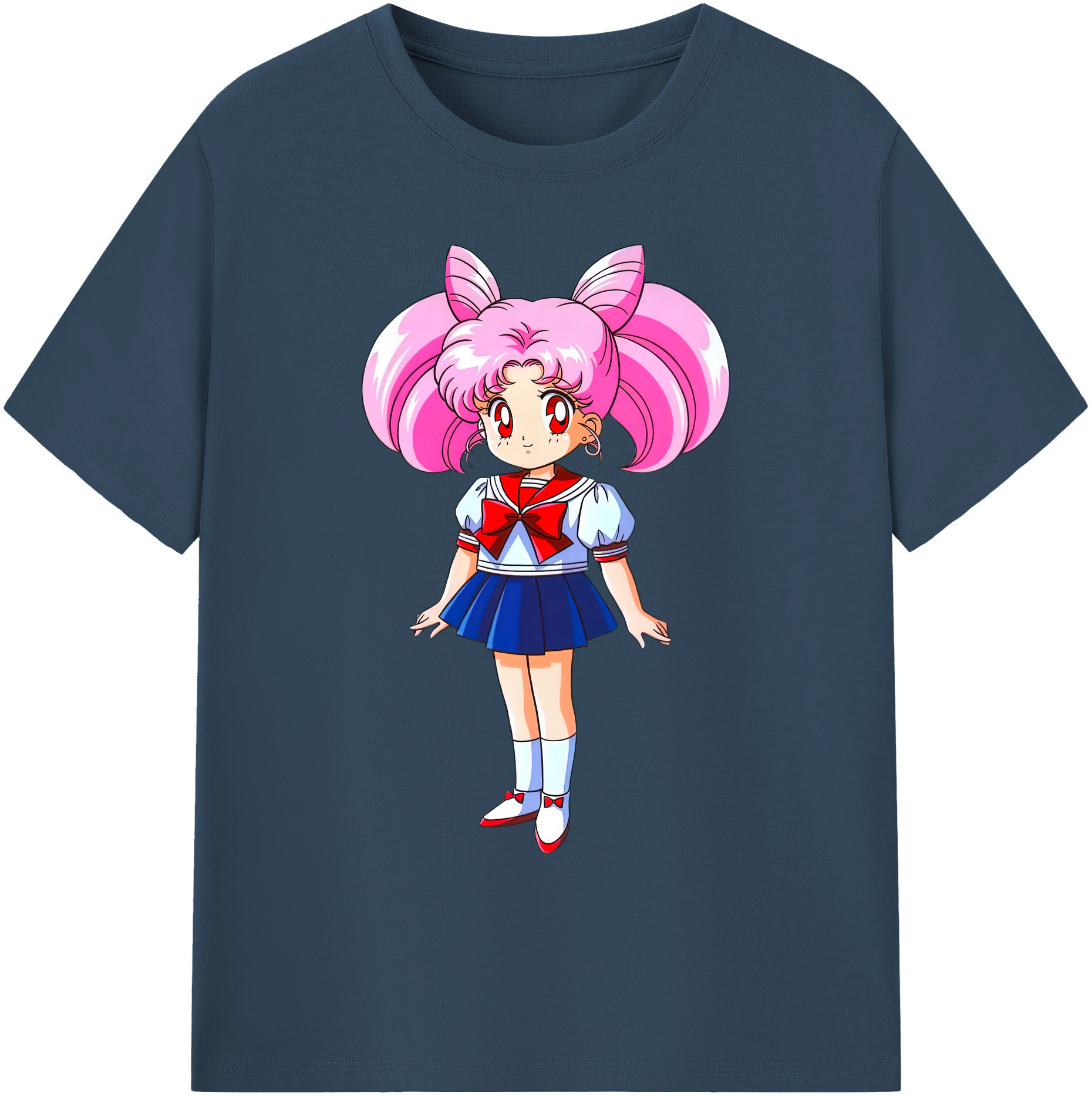 （画像用） 美少女戦士セーラームーン ちびうさ Sailor Moon Chibiusa Tsukino Usagi Small Lady Serenity 綿100％ メンズ半袖Tシャツ｜肌触りやわらか＆通気性