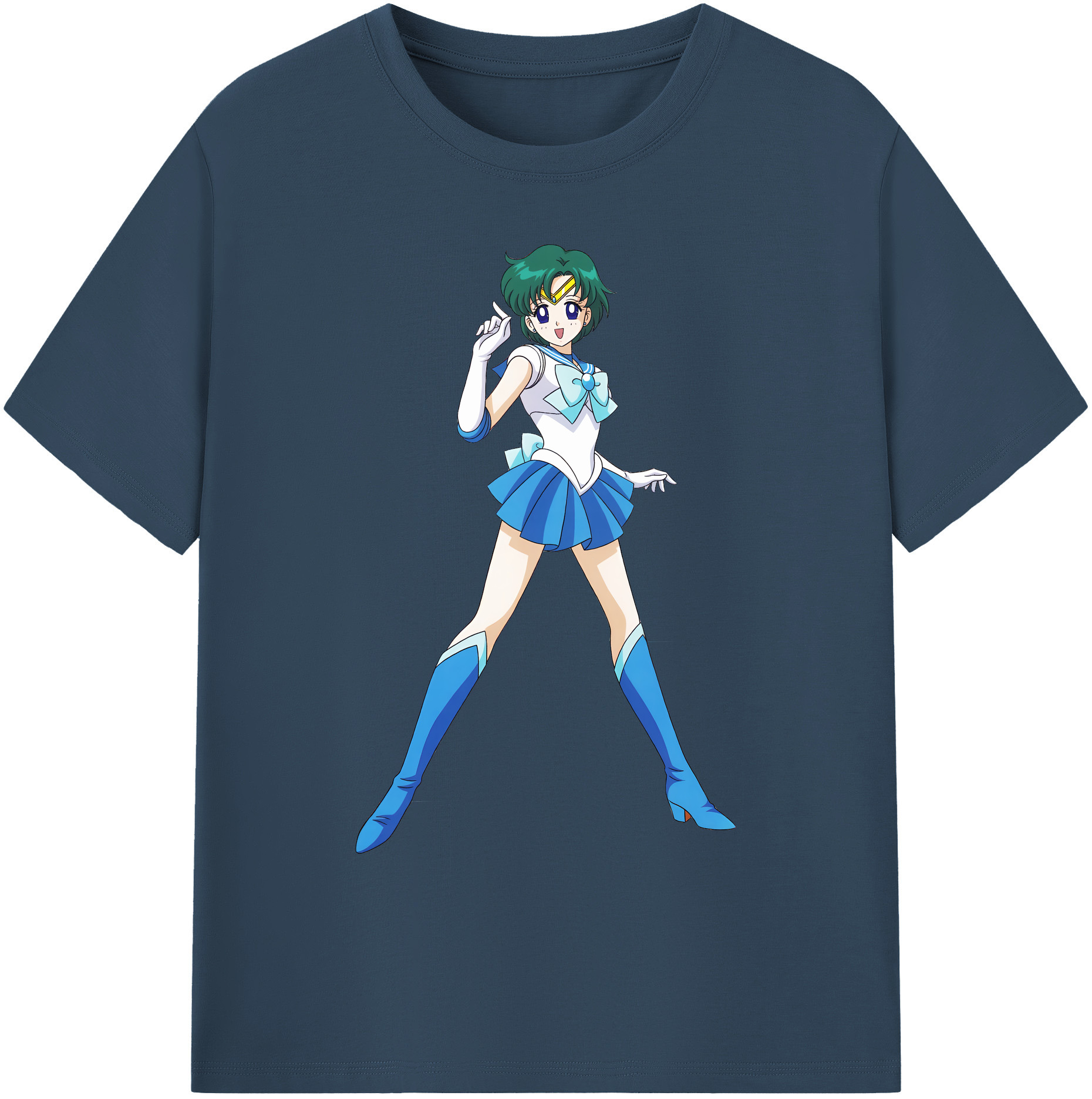 （画像用） 美少女戦士セーラームーン 海王 みちる（かいおう みちる） Sailor Moon Kaiou Michiru 綿100％ メンズ半袖Tシャツ｜肌触りやわらか＆通気性