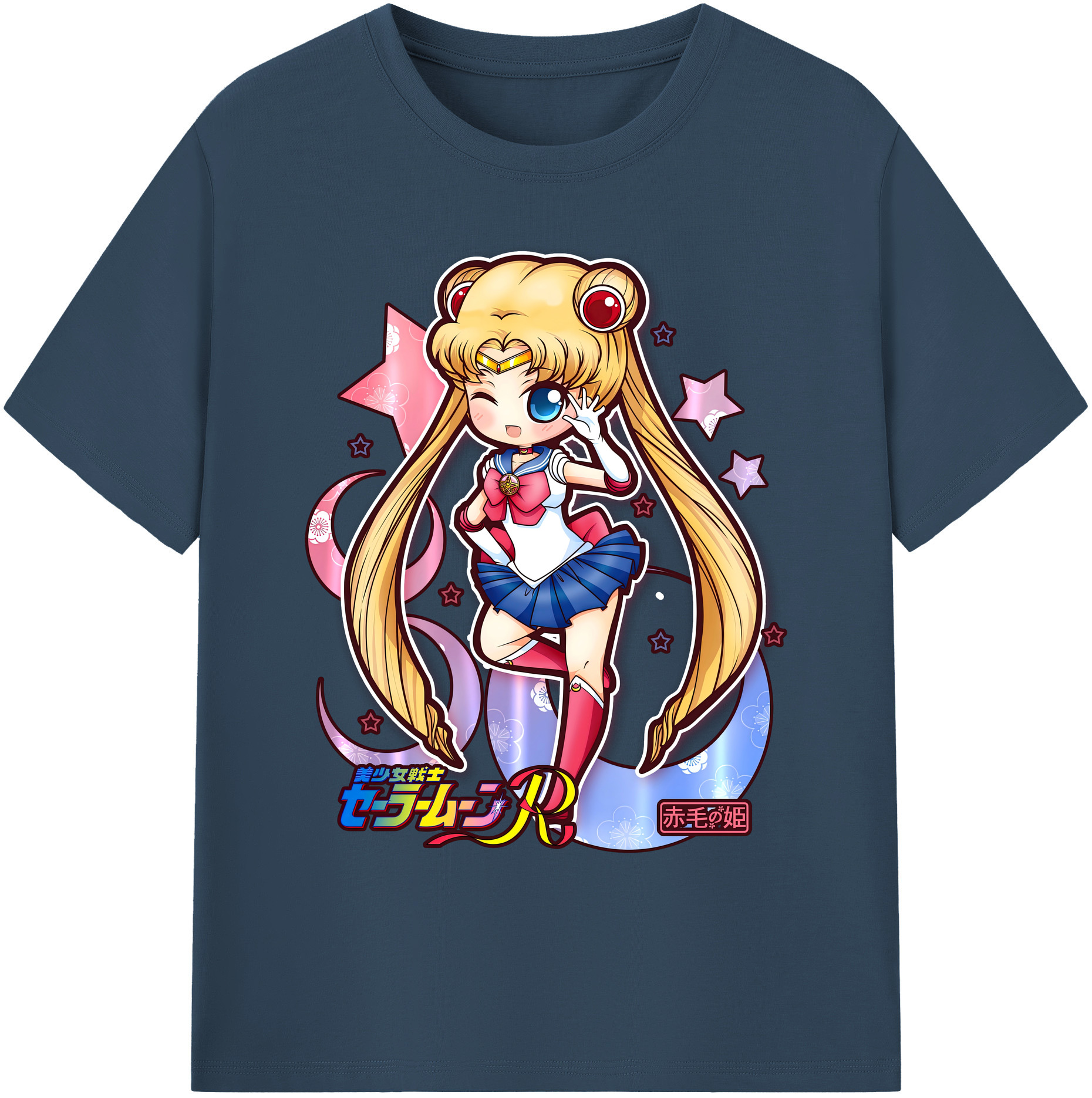 （画像用） 美少女戦士セーラームーン 月野 うさぎ つきの うさぎ Sailor Moon Tsukino Usagi 綿100％ メンズ半袖Tシャツ｜肌触りやわらか＆通気性