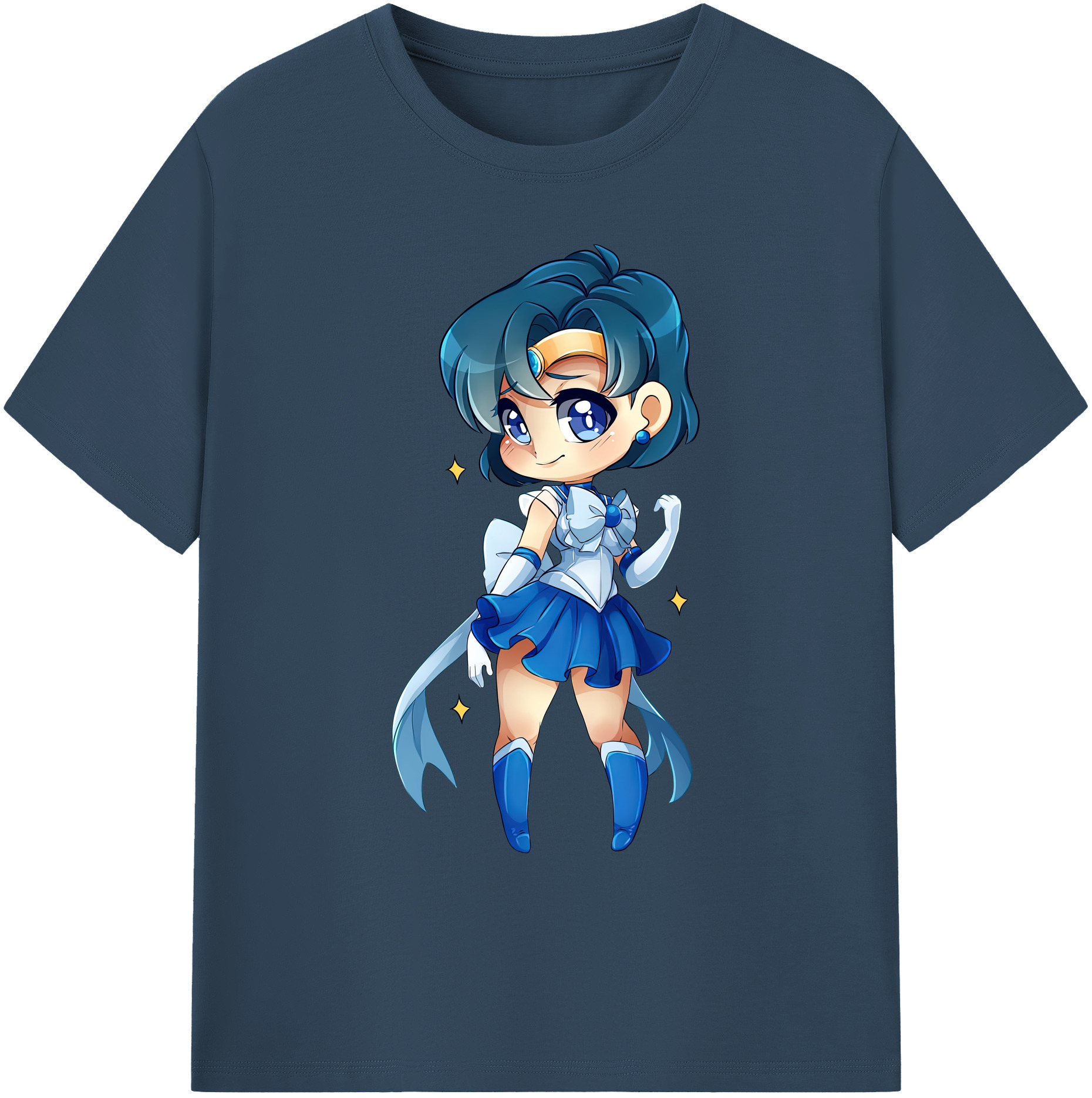 （画像用） 美少女戦士セーラームーン 水野 亜美 みずの あみ Sailor Moon Mizuno Ami 綿100％ メンズ半袖Tシャツ｜肌触りやわらか＆通気性