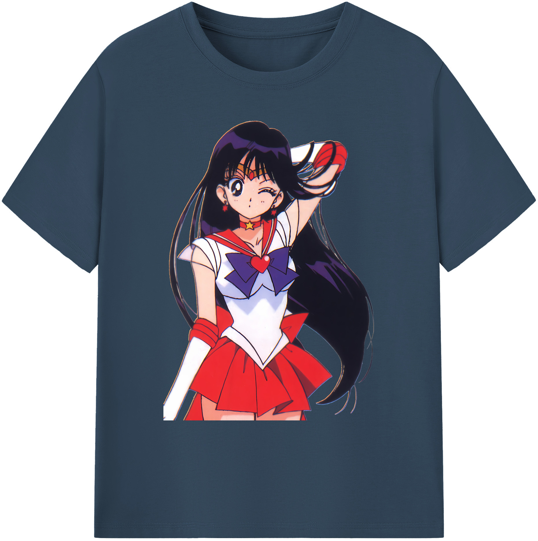 （画像用） 美少女戦士セーラームーン 火野レイ ひの レイ Sailor Moon Hino Rei （セーラーマーズ,Sailor Mars） 綿100％ メンズ半袖Tシャツ｜肌触りやわらか＆通気性