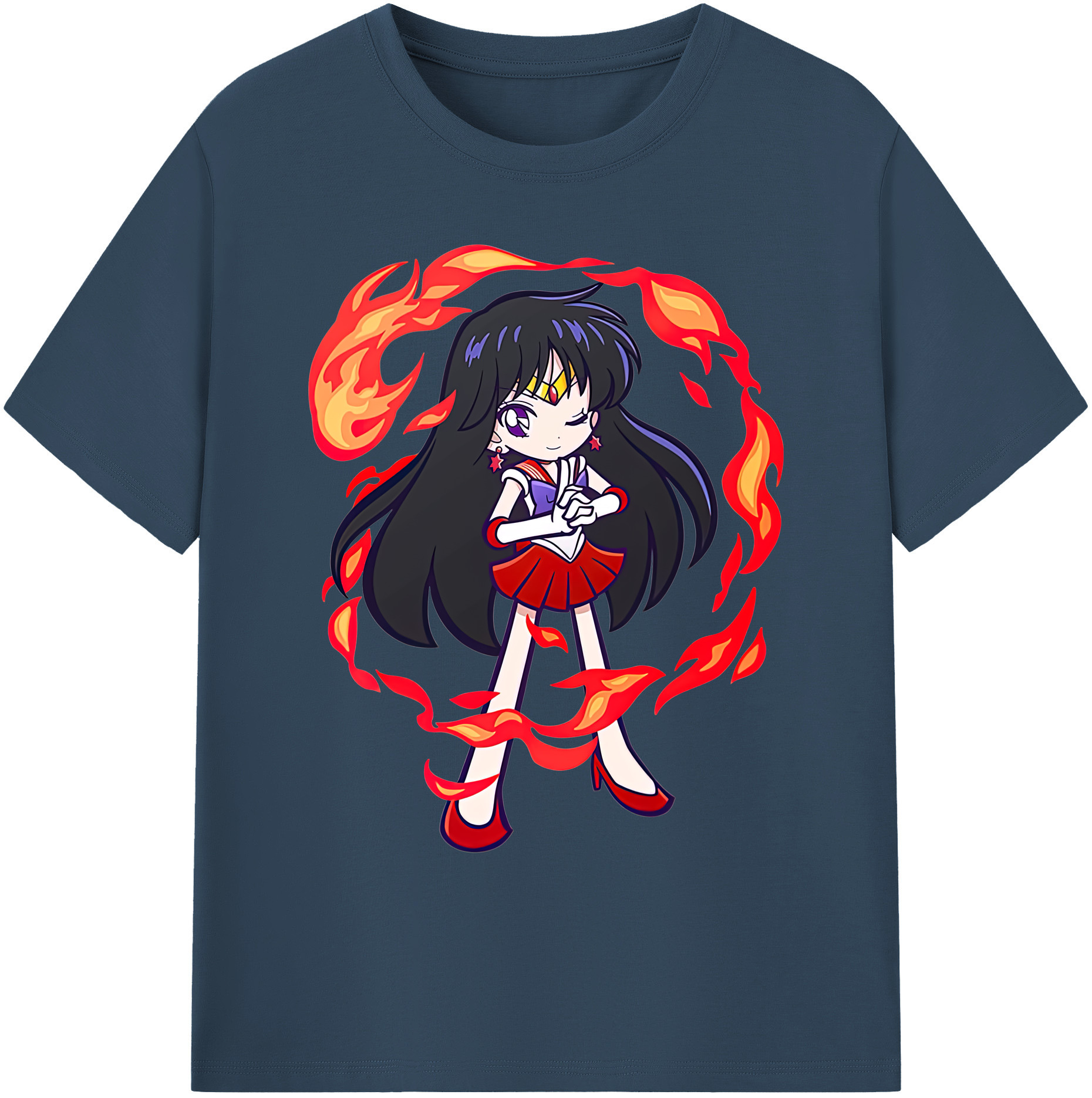 （画像用） 美少女戦士セーラームーン 火野レイ ひの レイ Sailor Moon Hino Rei （セーラーマーズ,Sailor Mars） 綿100％ メンズ半袖Tシャツ｜肌触りやわらか＆通気性
