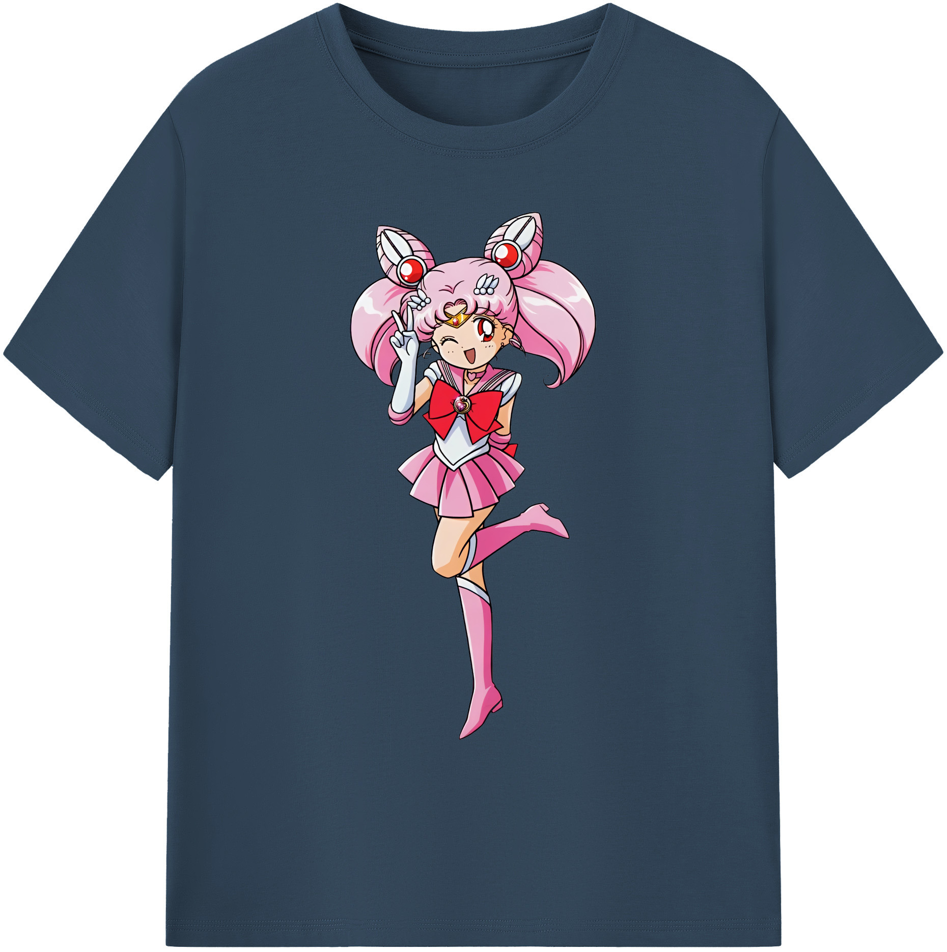 （画像用） 美少女戦士セーラームーン ちびうさ Sailor Moon Chibiusa Tsukino Usagi Small Lady Serenity 綿100％ メンズ半袖Tシャツ｜肌触りやわらか＆通気性