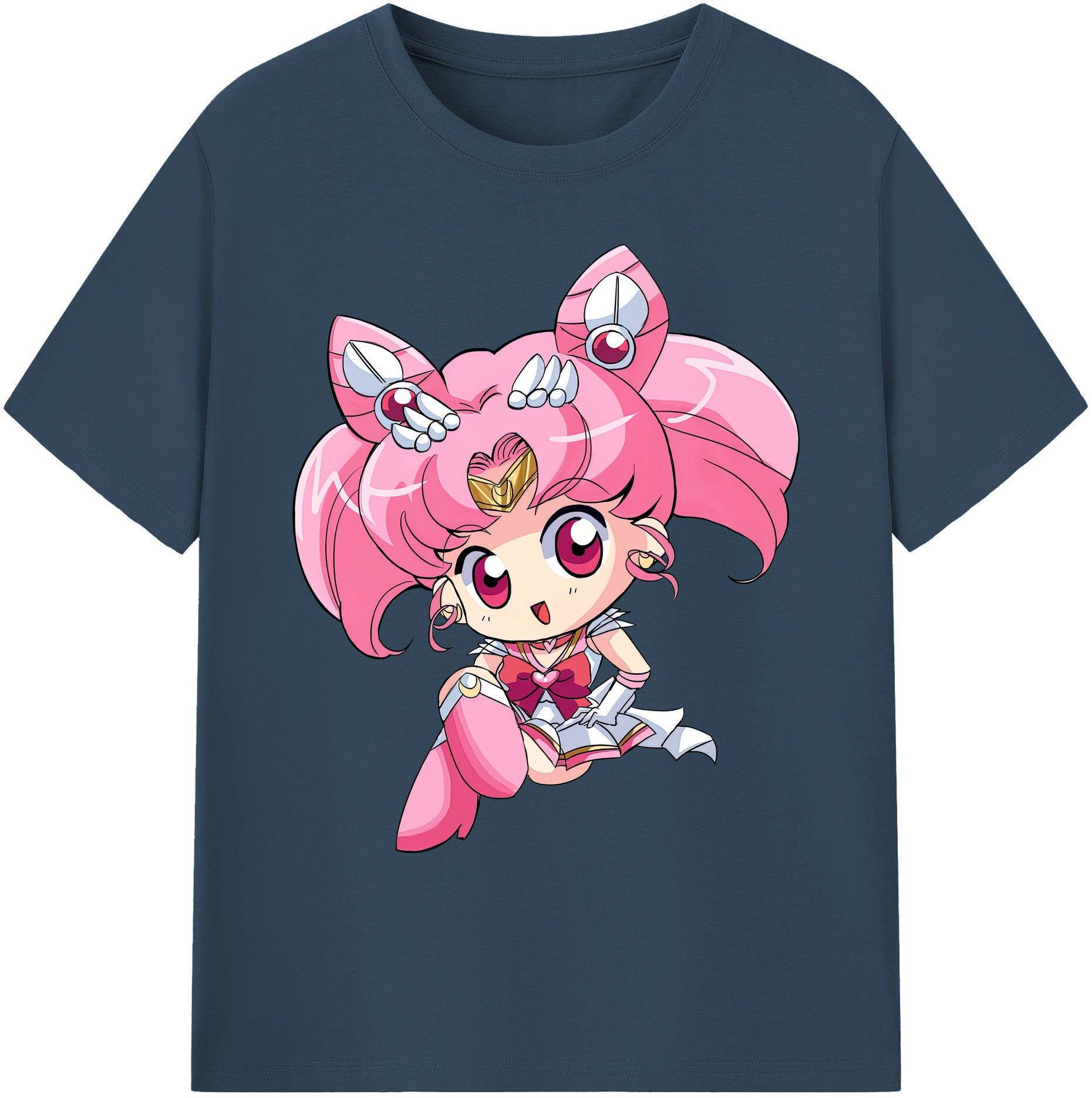 （画像用） 美少女戦士セーラームーン ちびうさ Sailor Moon Chibiusa Tsukino Usagi Small Lady Serenity 綿100％ メンズ半袖Tシャツ｜肌触りやわらか＆通気性