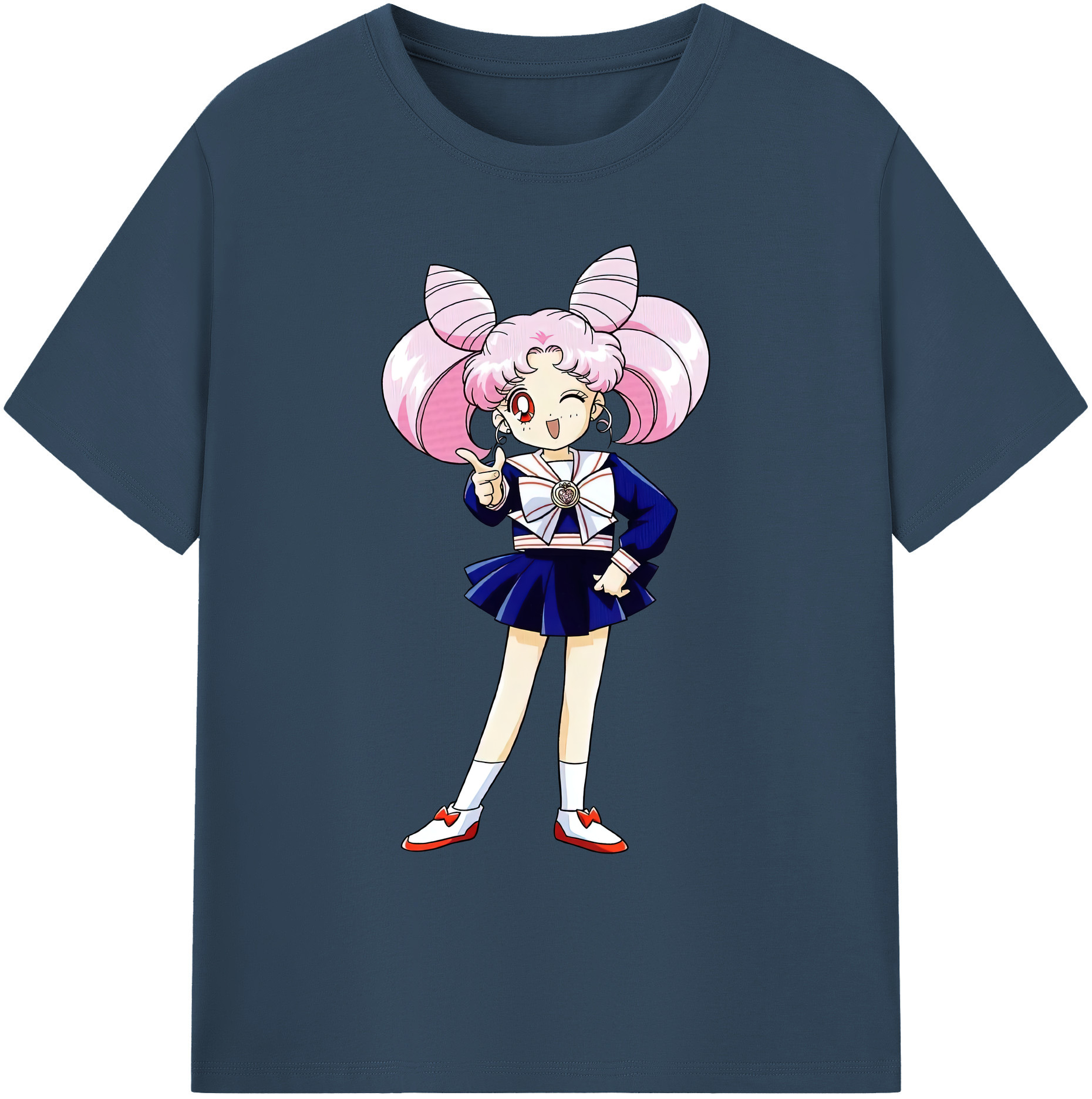 （画像用） 美少女戦士セーラームーン ちびうさ Sailor Moon Chibiusa Tsukino Usagi Small Lady Serenity 綿100％ メンズ半袖Tシャツ｜肌触りやわらか＆通気性