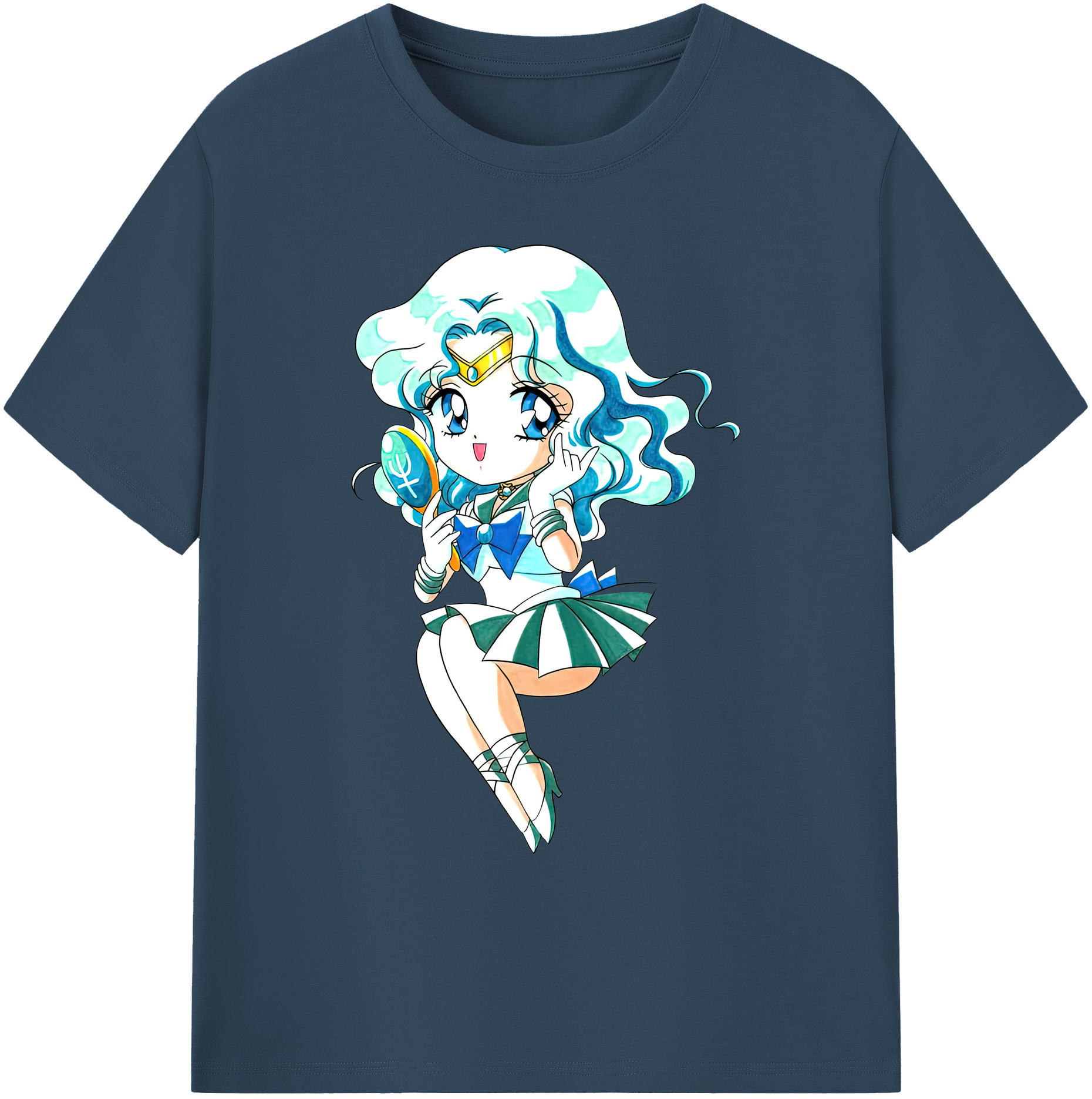 （画像用） 美少女戦士セーラームーン 海王 みちる（かいおう みちる） Sailor Moon Kaiou Michiru 綿100％ メンズ半袖Tシャツ｜肌触りやわらか＆通気性