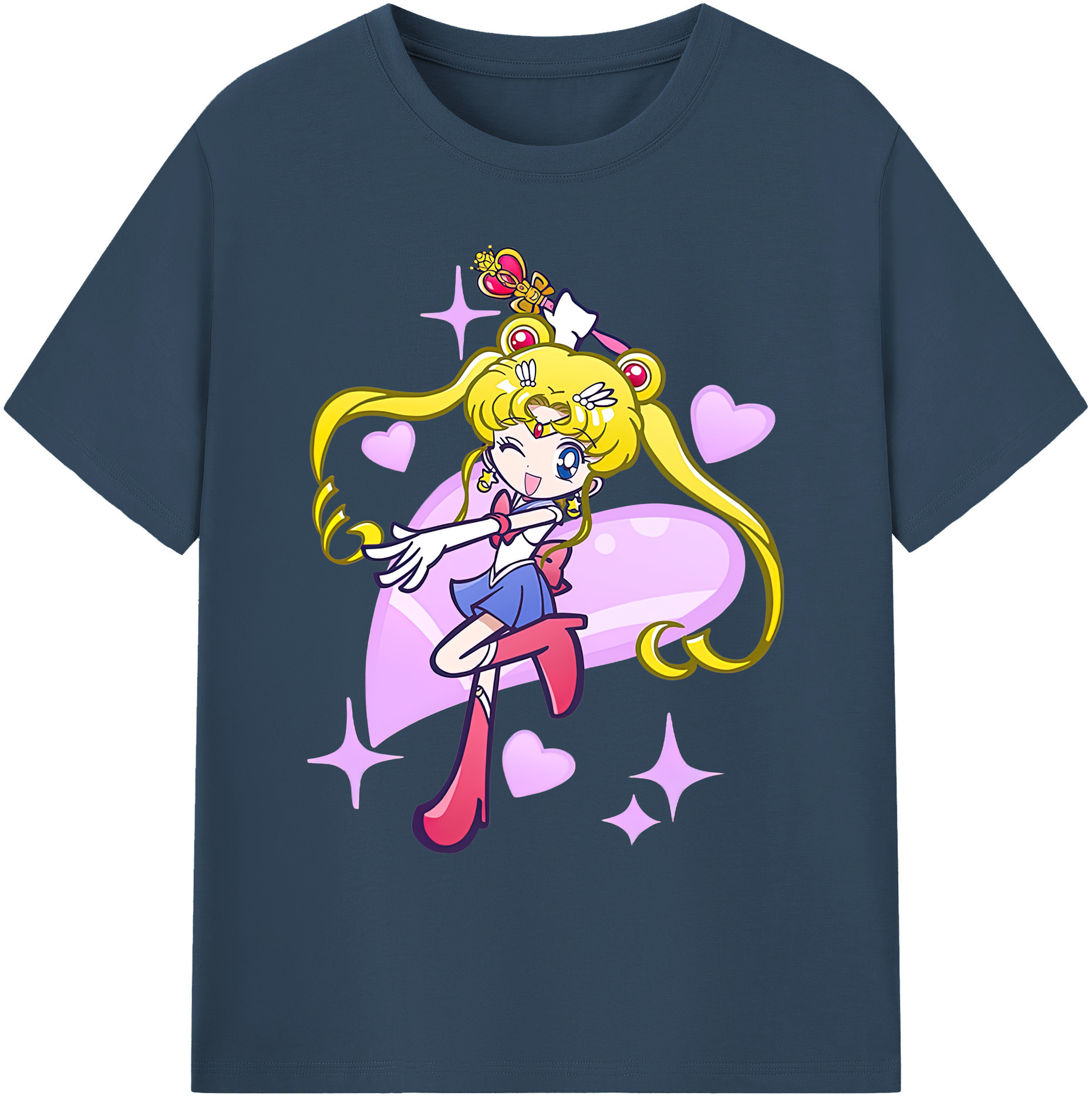 （画像用） 美少女戦士セーラームーン 月野 うさぎ つきの うさぎ Sailor Moon Tsukino Usagi 綿100％ メンズ半袖Tシャツ｜肌触りやわらか＆通気性