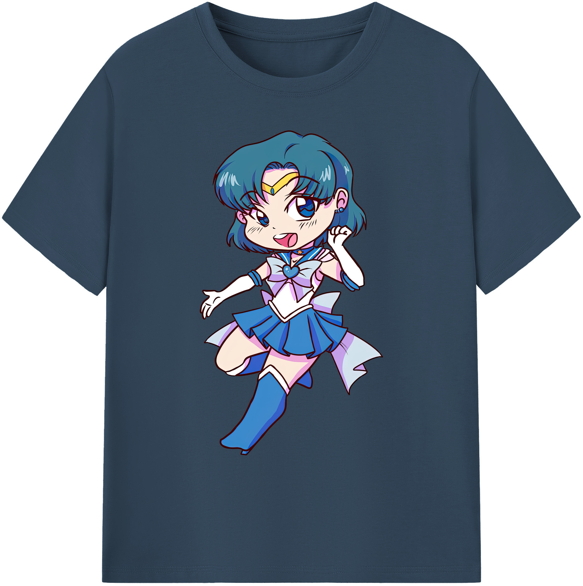 （画像用） 美少女戦士セーラームーン 水野 亜美 みずの あみ Sailor Moon Mizuno Ami 綿100％ メンズ半袖Tシャツ｜肌触りやわらか＆通気性