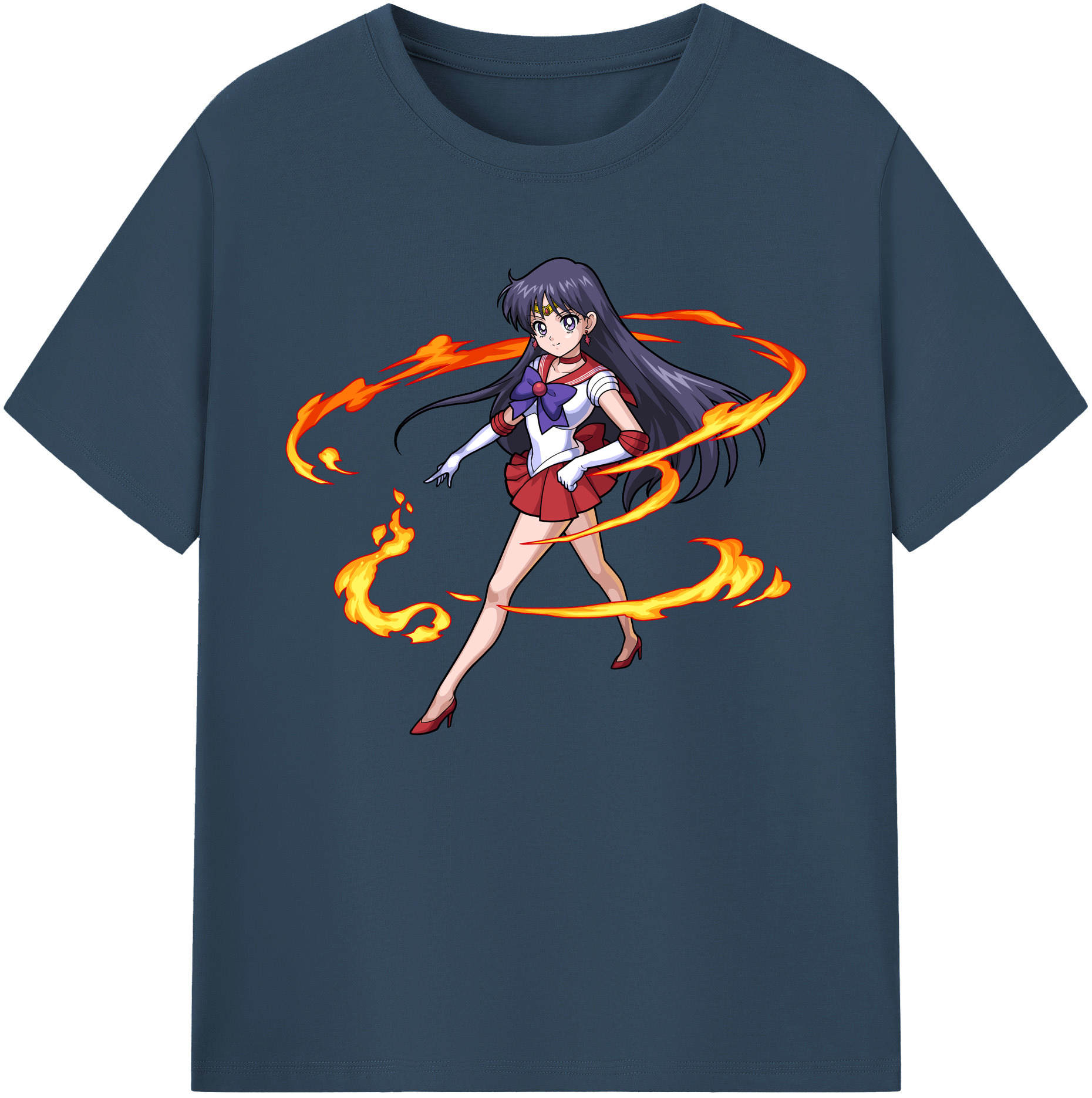 （画像用） 美少女戦士セーラームーン 火野レイ ひの レイ Sailor Moon Hino Rei （セーラーマーズ,Sailor Mars） 綿100％ メンズ半袖Tシャツ｜肌触りやわらか＆通気性