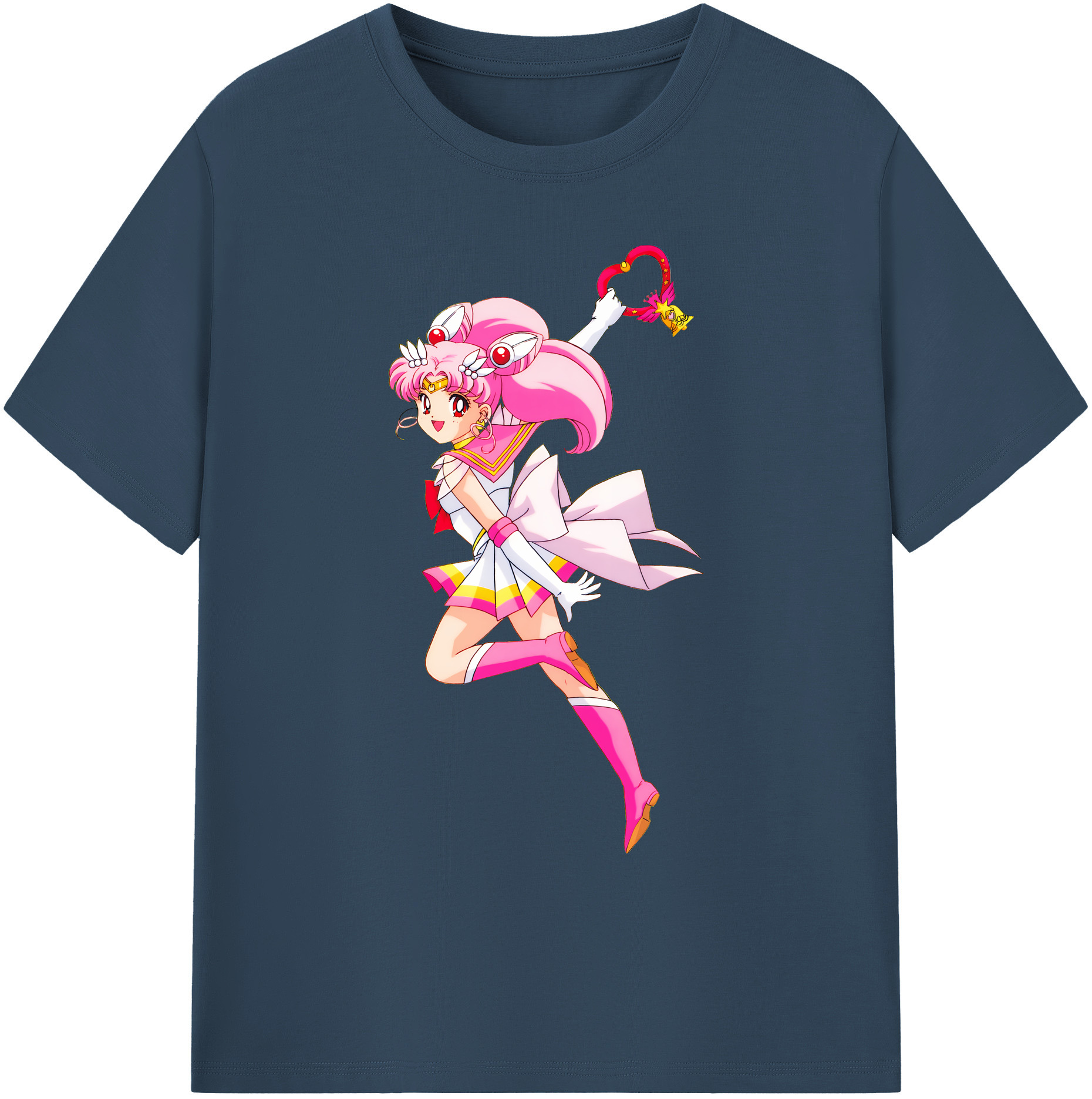 （画像用） 美少女戦士セーラームーン ちびうさ Sailor Moon Chibiusa Tsukino Usagi Small Lady Serenity 綿100％ メンズ半袖Tシャツ｜肌触りやわらか＆通気性