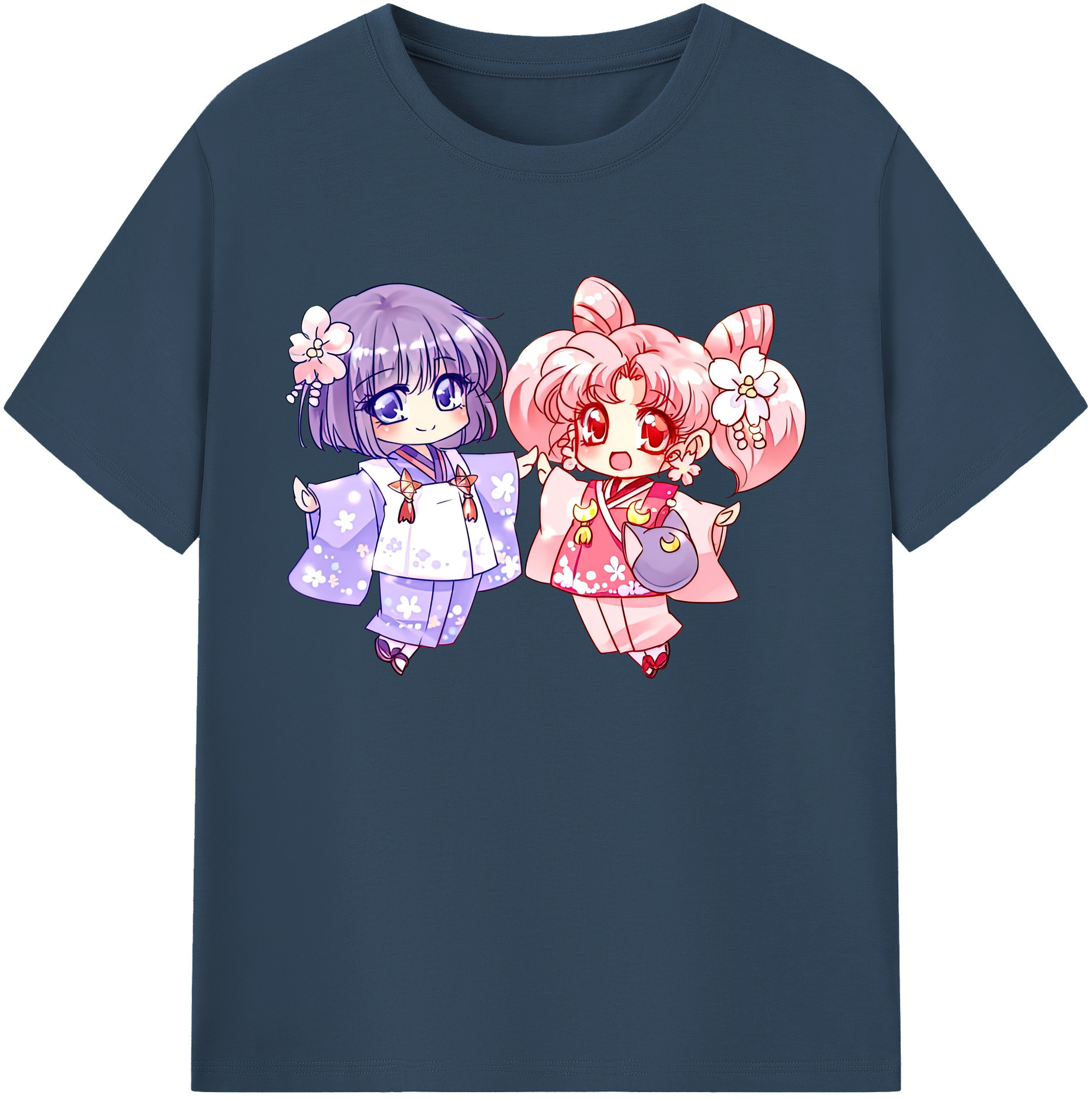 （画像用） 美少女戦士セーラームーン ちびうさ Sailor Moon Chibiusa Tsukino Usagi Small Lady Serenity 綿100％ メンズ半袖Tシャツ｜肌触りやわらか＆通気性