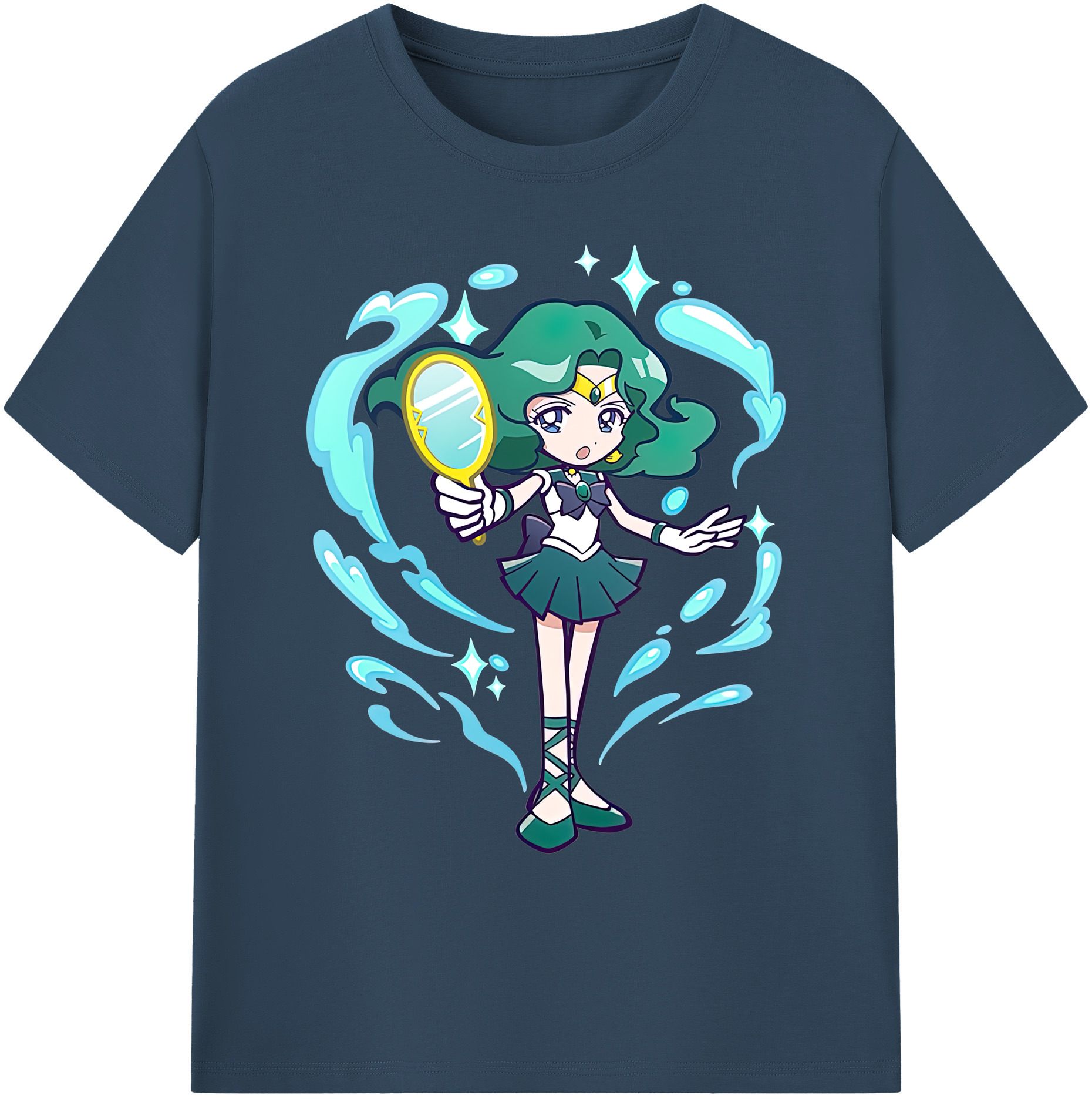 （画像用） 美少女戦士セーラームーン 海王 みちる（かいおう みちる） Sailor Moon Kaiou Michiru 綿100％ メンズ半袖Tシャツ｜肌触りやわらか＆通気性