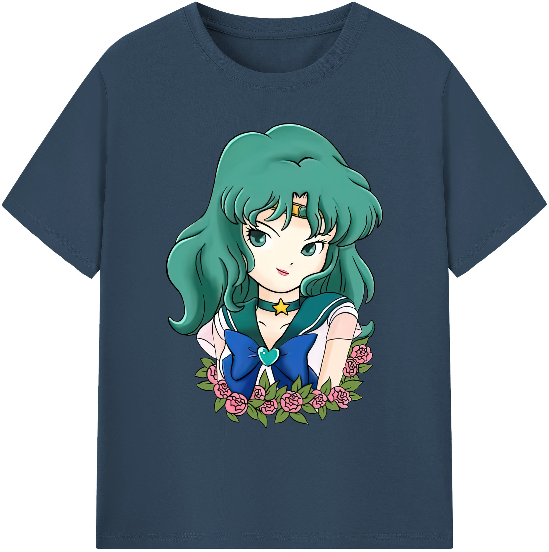 （画像用） 美少女戦士セーラームーン 海王 みちる（かいおう みちる） Sailor Moon Kaiou Michiru 綿100％ メンズ半袖Tシャツ｜肌触りやわらか＆通気性