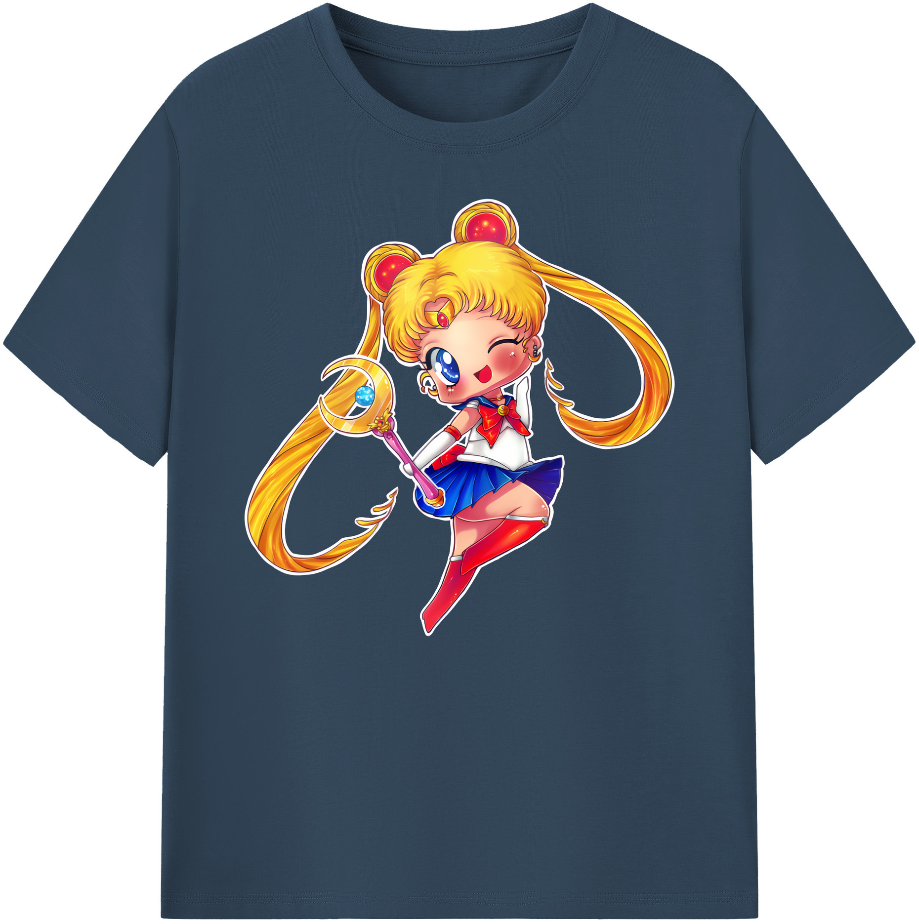 （画像用） 美少女戦士セーラームーン 月野 うさぎ つきの うさぎ Sailor Moon Tsukino Usagi 綿100％ メンズ半袖Tシャツ｜肌触りやわらか＆通気性
