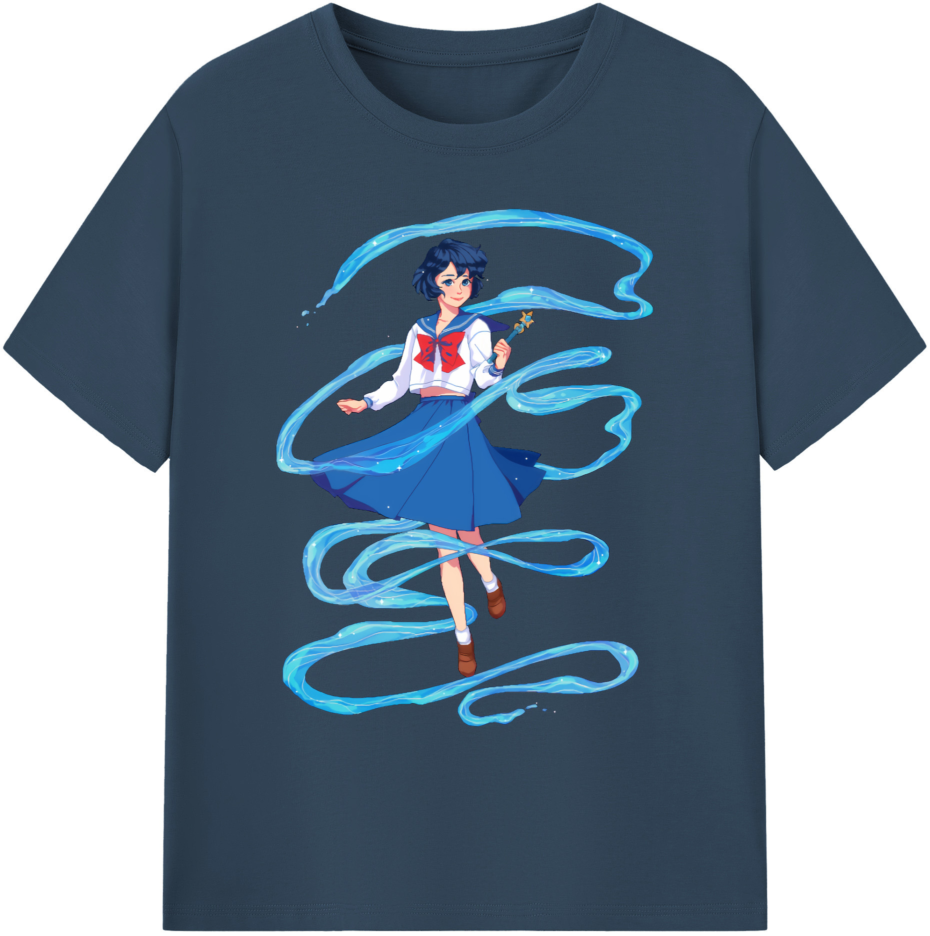 （画像用） 美少女戦士セーラームーン 水野 亜美 みずの あみ Sailor Moon Mizuno Ami 綿100％ メンズ半袖Tシャツ｜肌触りやわらか＆通気性