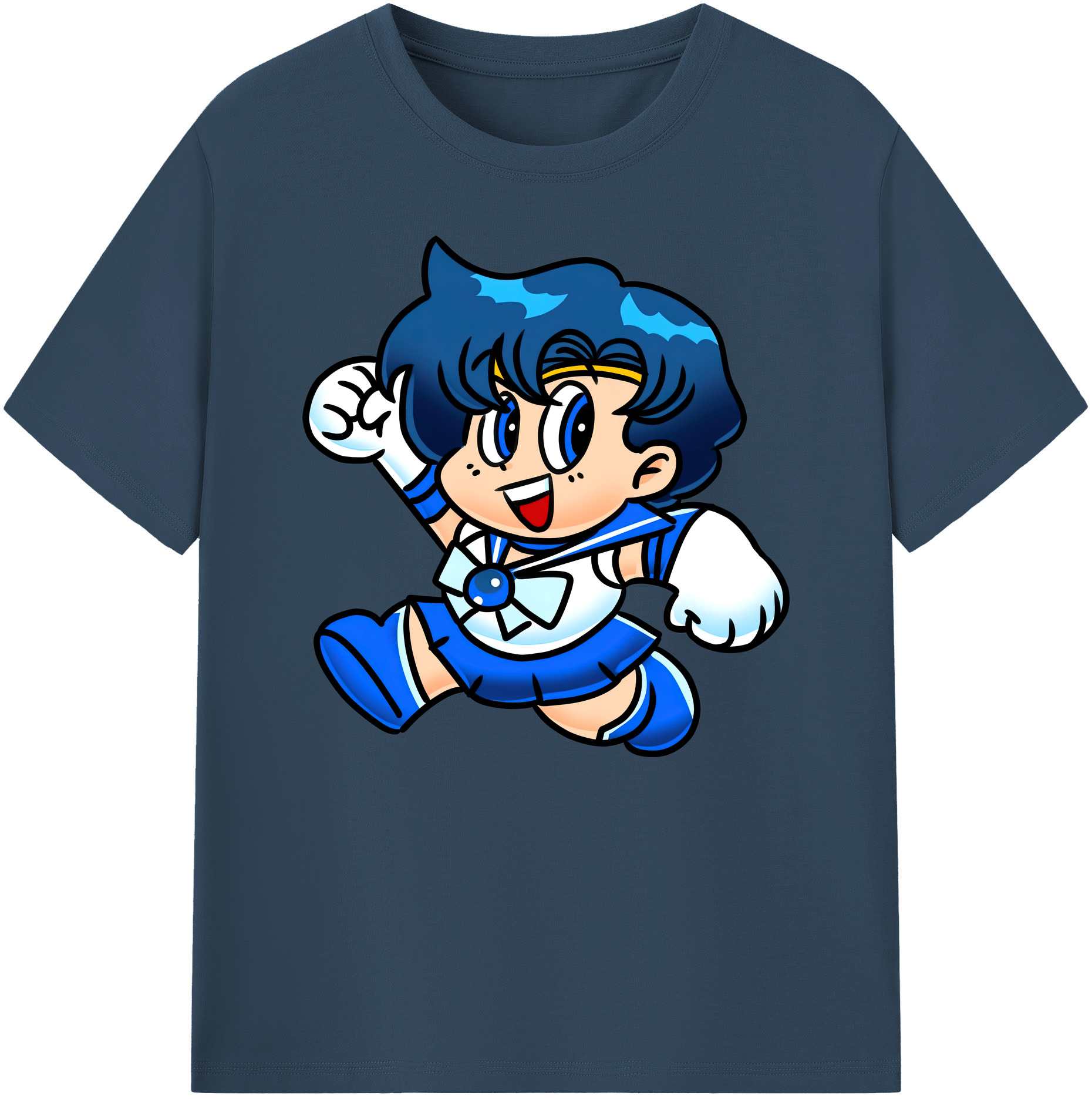 （画像用） 美少女戦士セーラームーン 水野 亜美 みずの あみ Sailor Moon Mizuno Ami 綿100％ メンズ半袖Tシャツ｜肌触りやわらか＆通気性