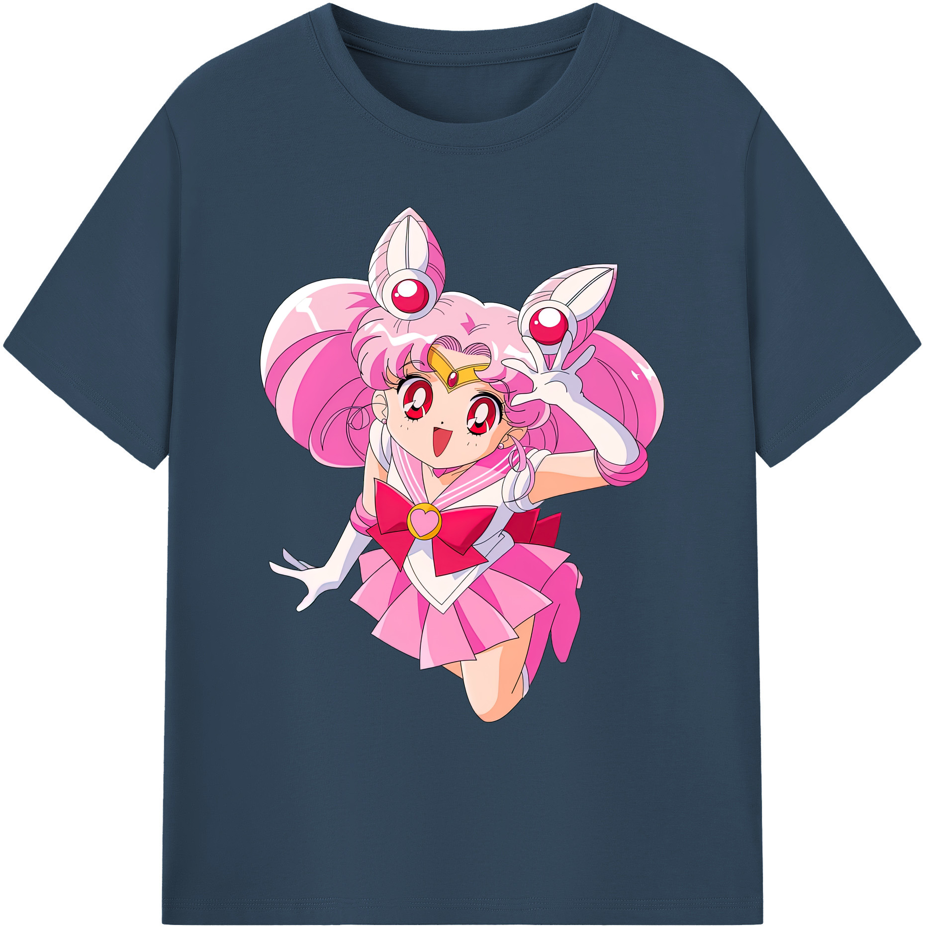 （画像用） 美少女戦士セーラームーン ちびうさ Sailor Moon Chibiusa Tsukino Usagi Small Lady Serenity 綿100％ メンズ半袖Tシャツ｜肌触りやわらか＆通気性
