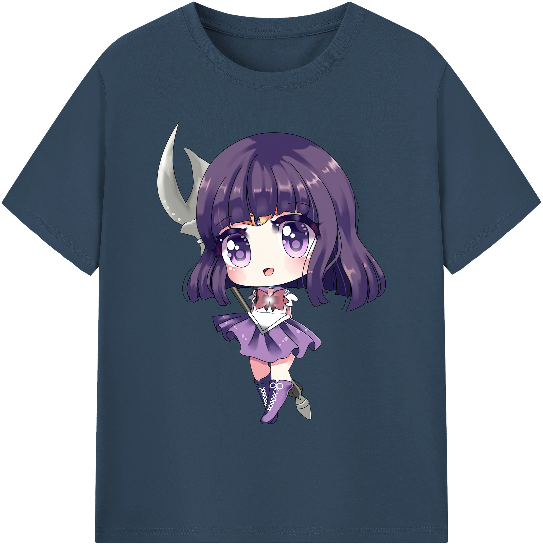 （画像用） 美少女戦士セーラームーン 土萠ほたる Sailor Moon Tomoe Hotaru （セーラーサターン；Sailor Saturn） 綿100％ メンズ半袖Tシャツ｜肌触りやわらか＆通気性