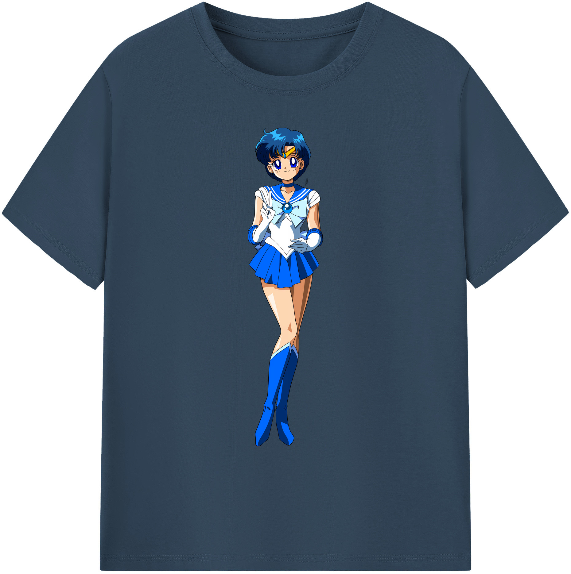 （画像用） 美少女戦士セーラームーン 水野 亜美 みずの あみ Sailor Moon Mizuno Ami 綿100％ メンズ半袖Tシャツ｜肌触りやわらか＆通気性