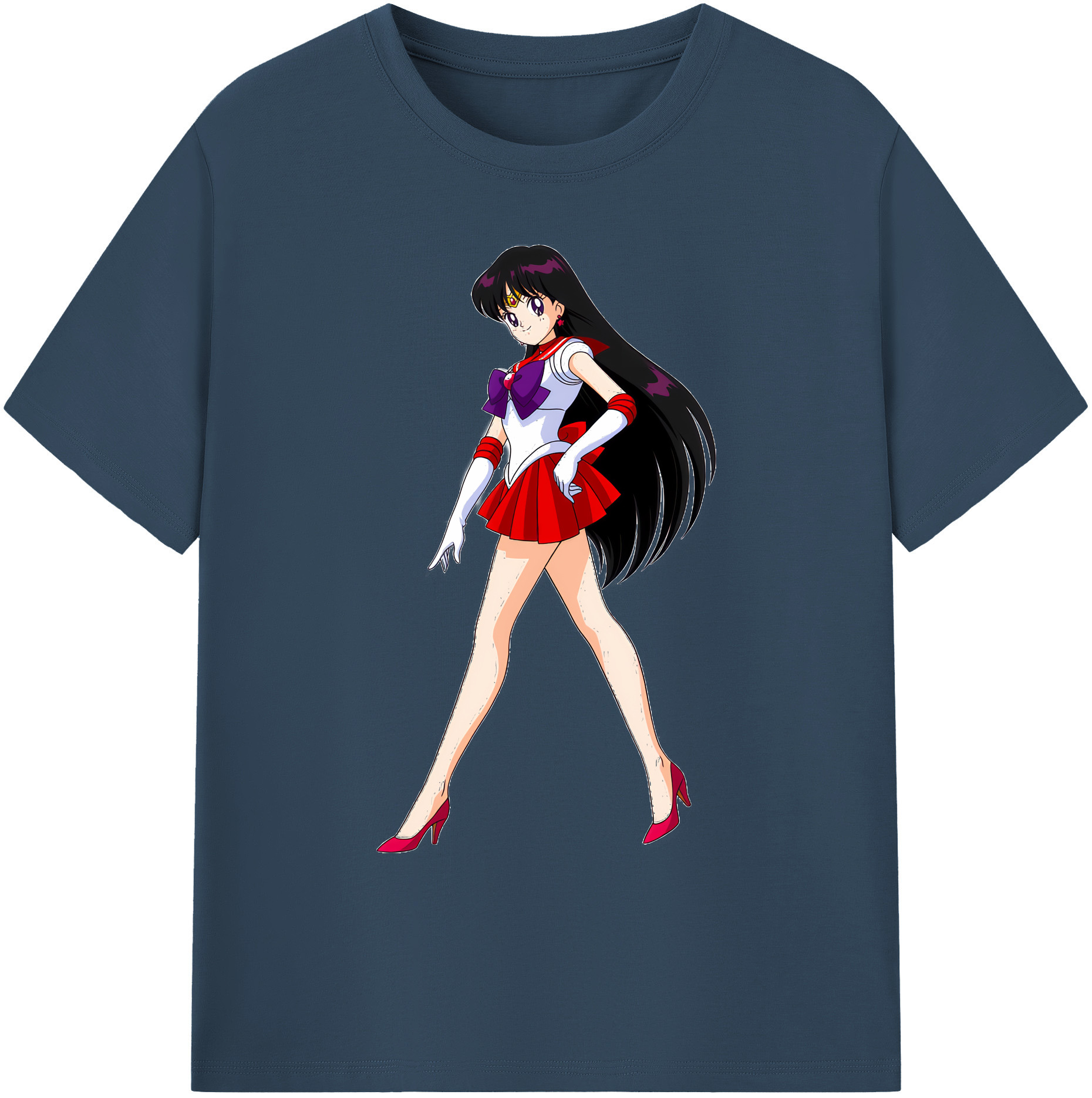 （画像用） 美少女戦士セーラームーン 火野レイ ひの レイ Sailor Moon Hino Rei （セーラーマーズ,Sailor Mars） 綿100％ メンズ半袖Tシャツ｜肌触りやわらか＆通気性