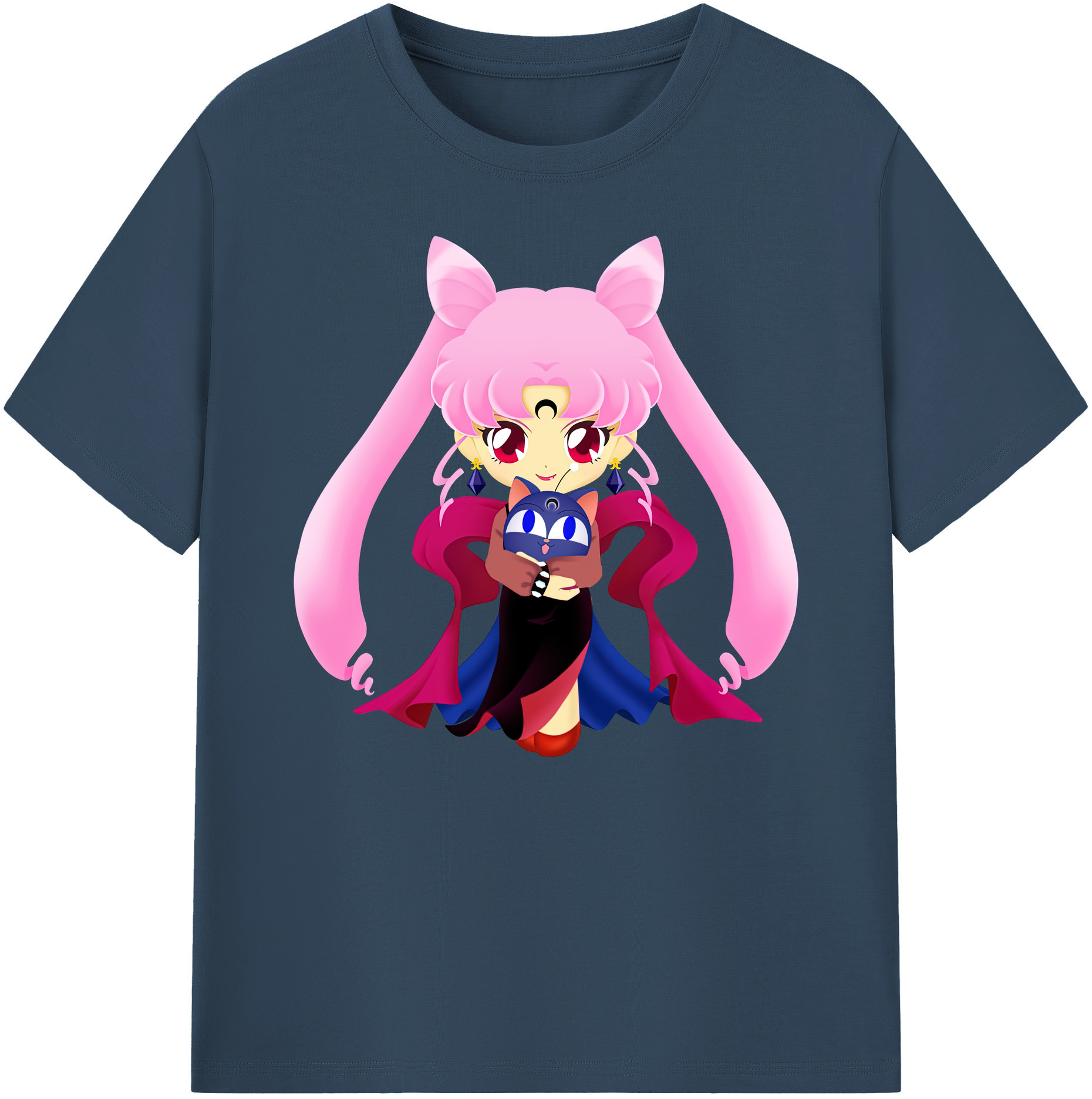 （画像用） 美少女戦士セーラームーン ちびうさ Sailor Moon Chibiusa Tsukino Usagi Small Lady Serenity 綿100％ メンズ半袖Tシャツ｜肌触りやわらか＆通気性