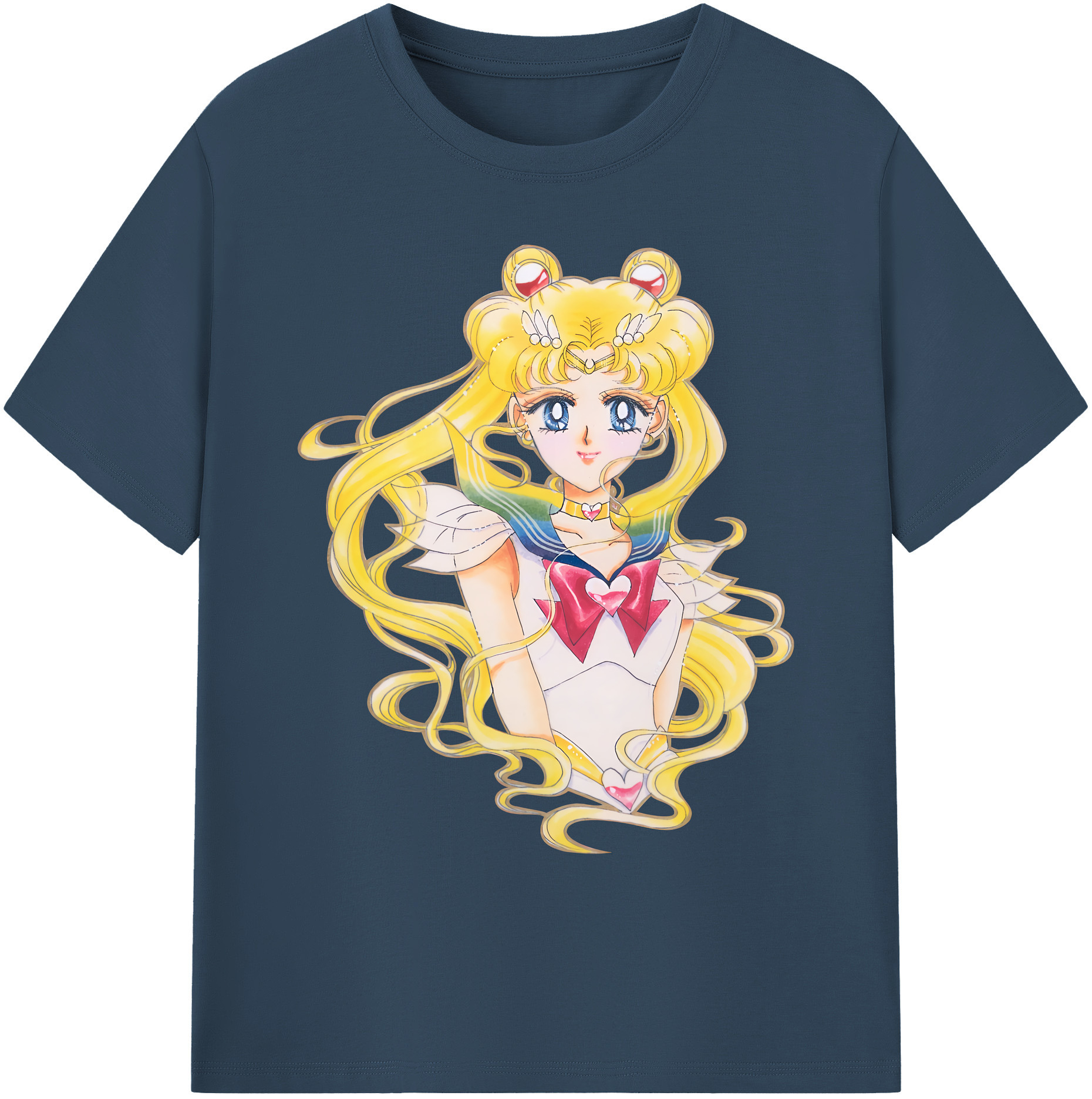 （画像用） 美少女戦士セーラームーン 月野 うさぎ つきの うさぎ Sailor Moon Tsukino Usagi 綿100％ メンズ半袖Tシャツ｜肌触りやわらか＆通気性