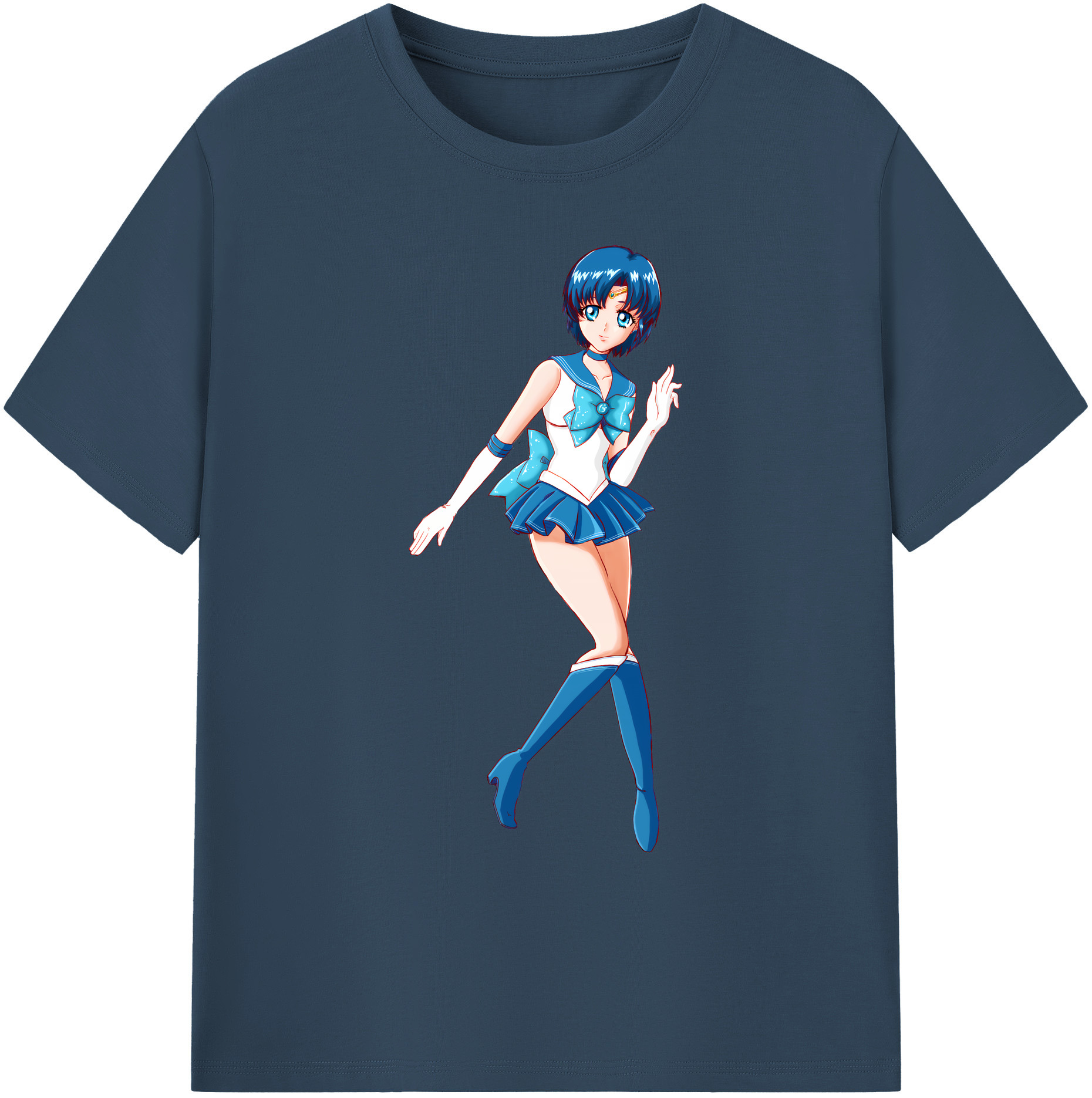 （画像用） 美少女戦士セーラームーン 水野 亜美 みずの あみ Sailor Moon Mizuno Ami 綿100％ メンズ半袖Tシャツ｜肌触りやわらか＆通気性