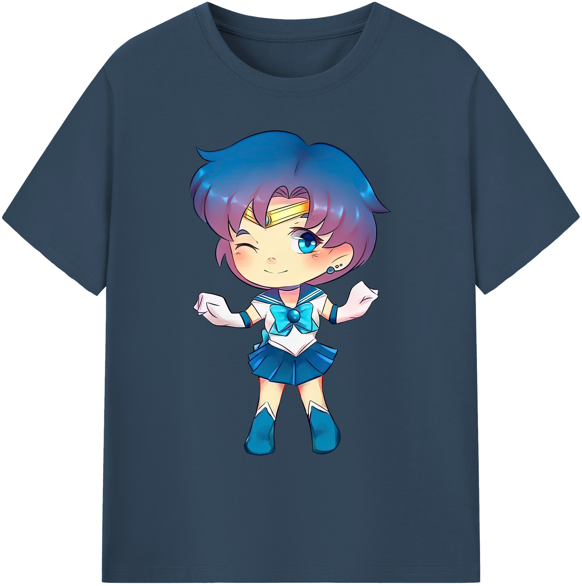 （画像用） 美少女戦士セーラームーン 水野 亜美 みずの あみ Sailor Moon Mizuno Ami 綿100％ メンズ半袖Tシャツ｜肌触りやわらか＆通気性