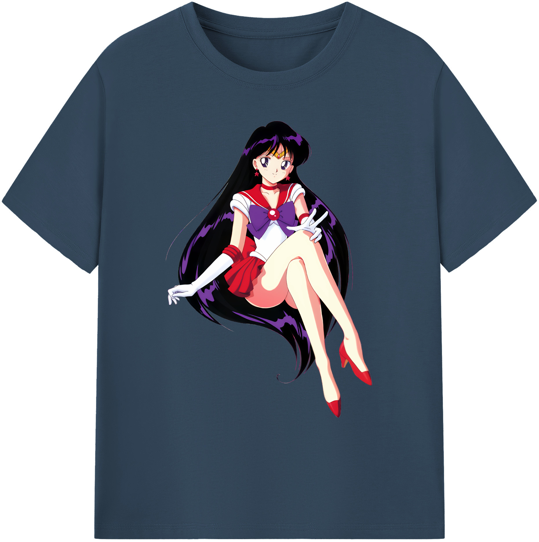 （画像用） 美少女戦士セーラームーン 火野レイ ひの レイ Sailor Moon Hino Rei （セーラーマーズ,Sailor Mars） 綿100％ メンズ半袖Tシャツ｜肌触りやわらか＆通気性