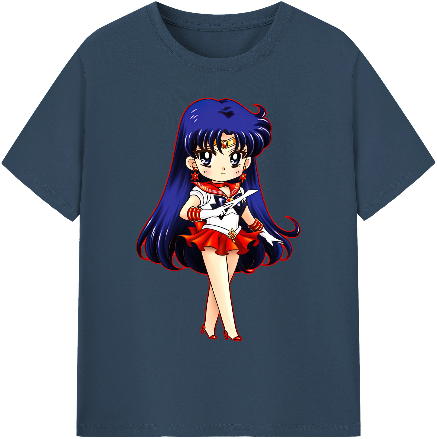（画像用） 美少女戦士セーラームーン 火野レイ ひの レイ Sailor Moon Hino Rei （セーラーマーズ,Sailor Mars） 綿100％ メンズ半袖Tシャツ｜肌触りやわらか＆通気性