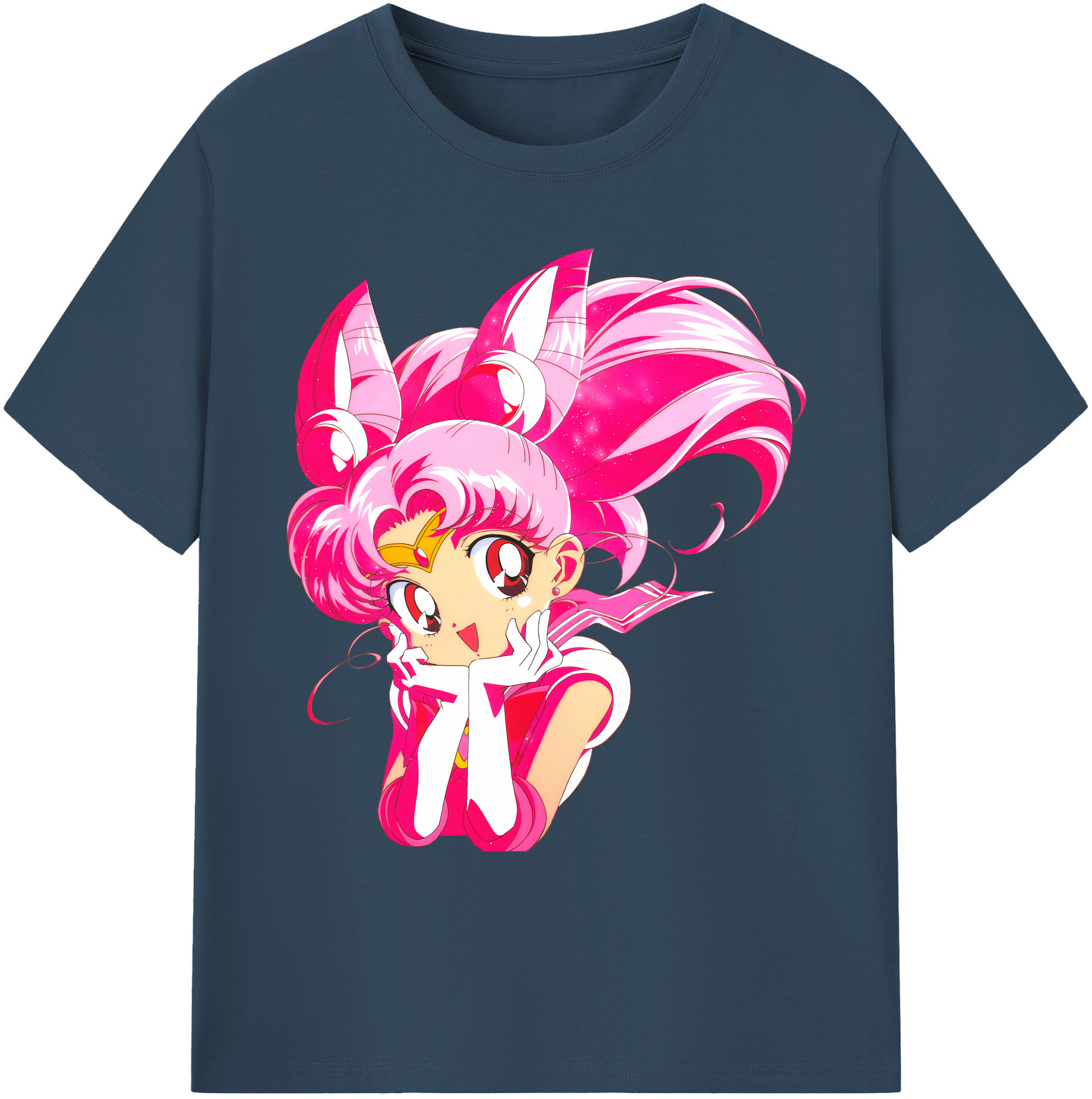 （画像用） 美少女戦士セーラームーン ちびうさ Sailor Moon Chibiusa Tsukino Usagi Small Lady Serenity 綿100％ メンズ半袖Tシャツ｜肌触りやわらか＆通気性